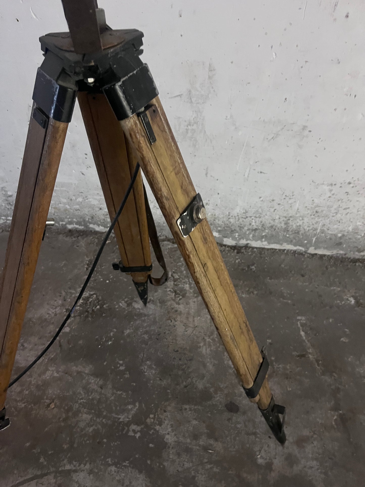 Industrial Searchlight Floor Lamp on PZO STG 4 Tripod, Poland, 1970s