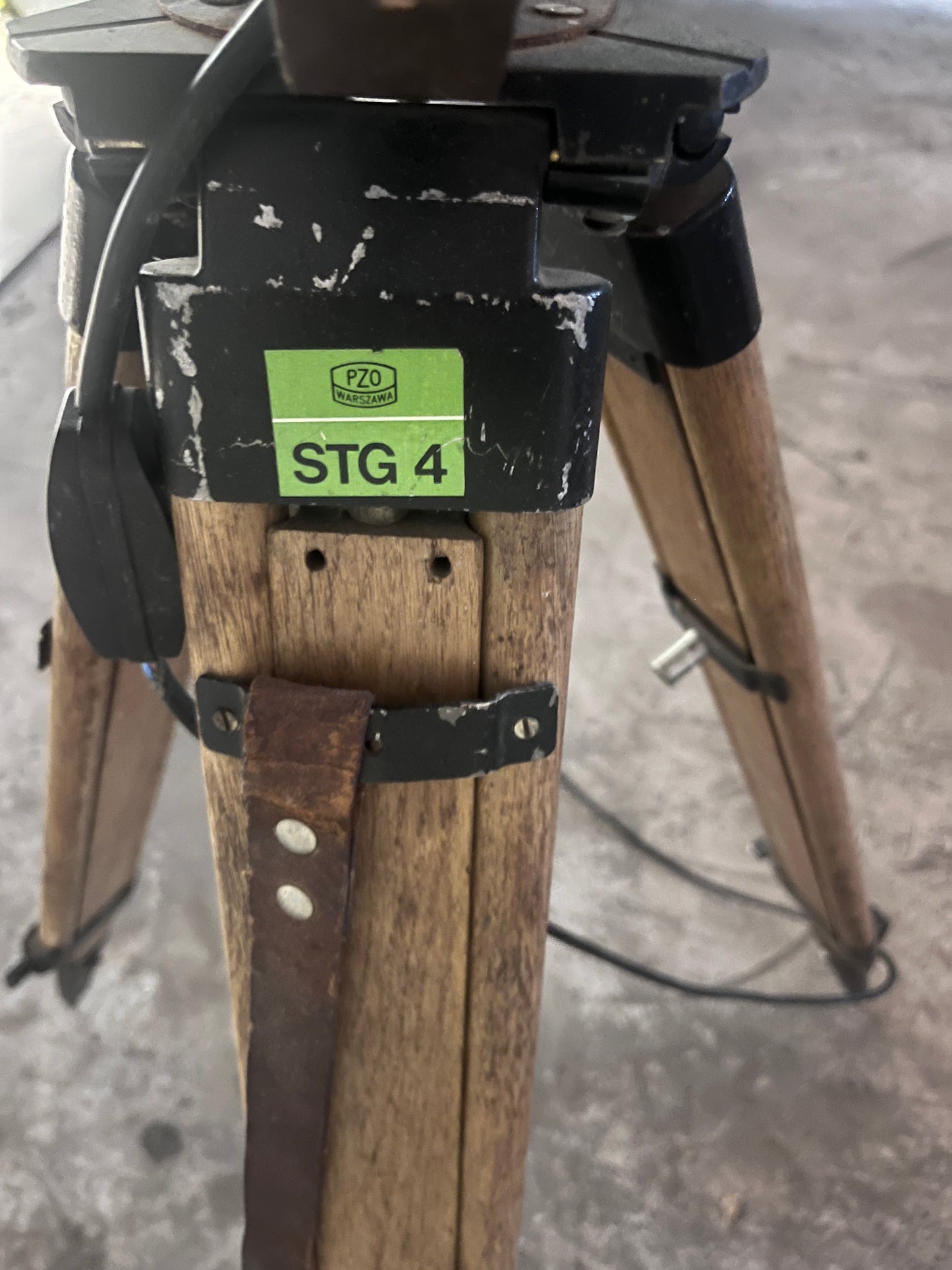 Industrial Searchlight Floor Lamp on PZO STG 4 Tripod, Poland, 1970s