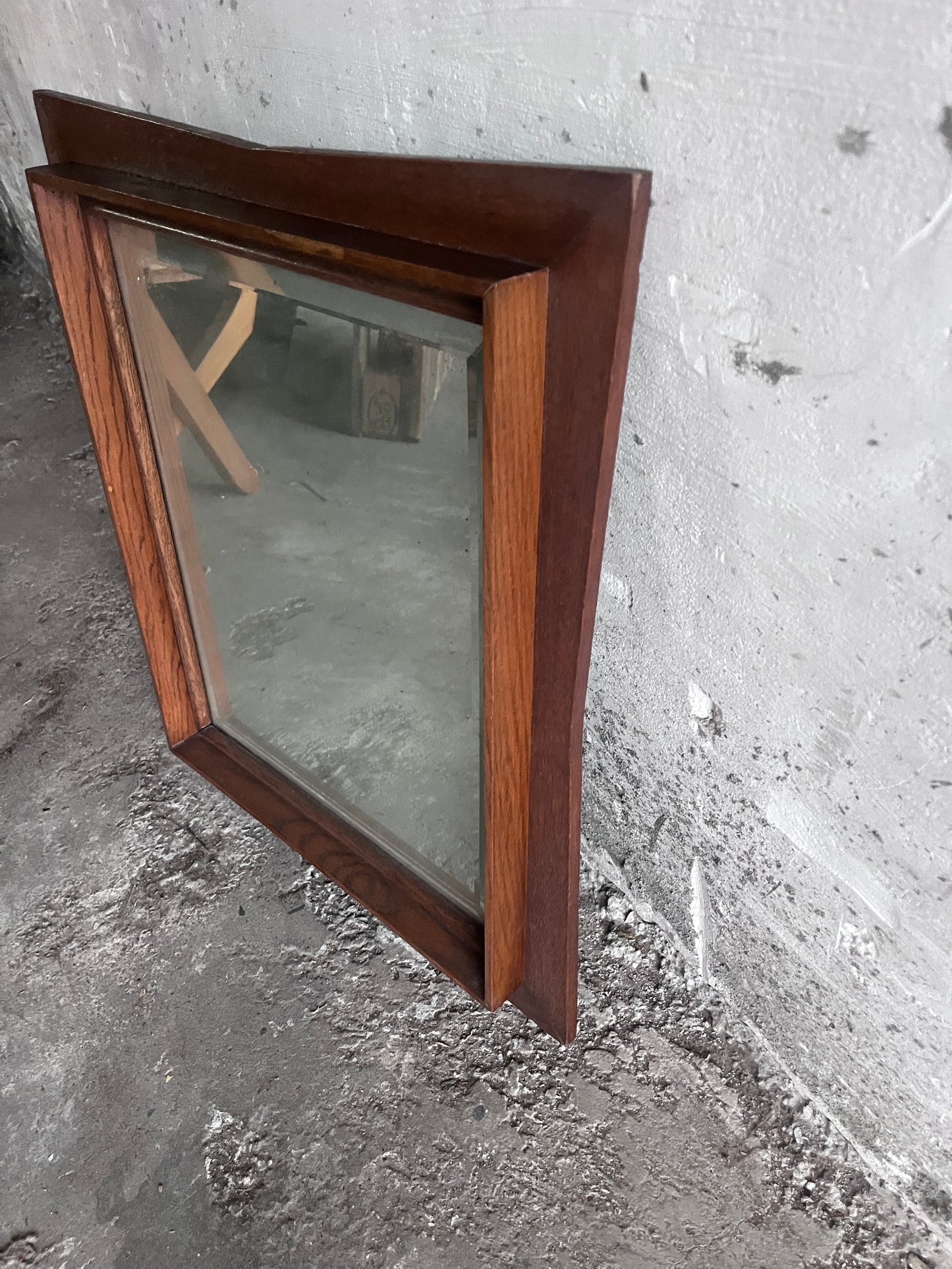 Sculptural Wooden Wall Mirror, 1960s