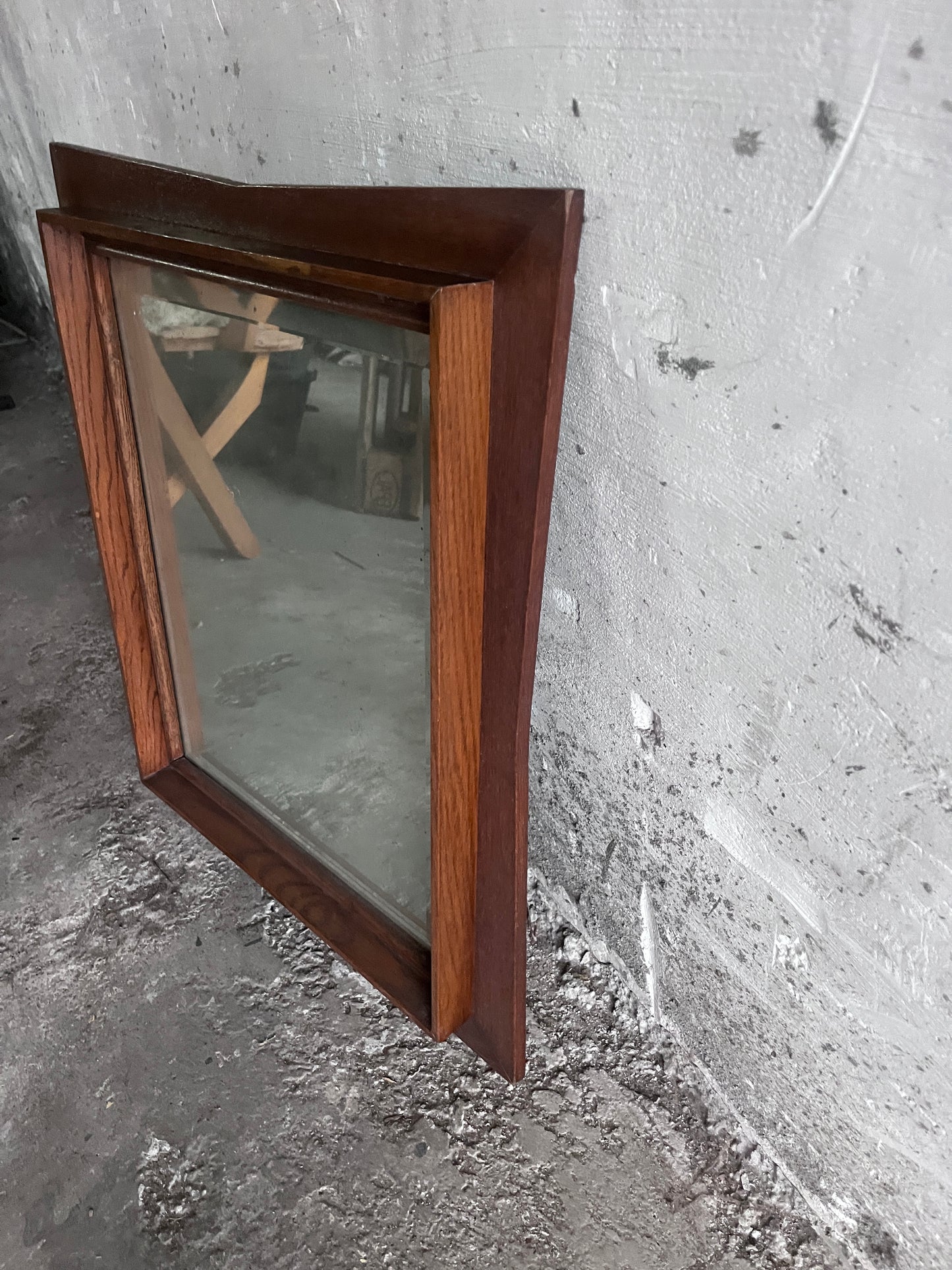Sculptural Wooden Wall Mirror, 1960s