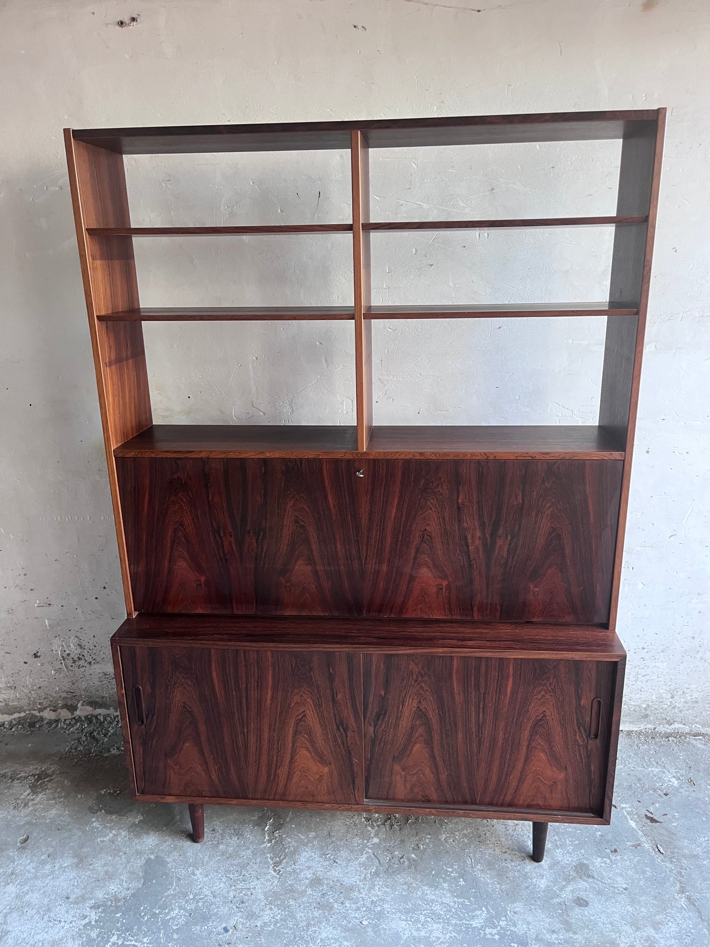 Rosewood Model HU-9 Secretary Bookcase by Poul Hundevad, Denmark, 1960s