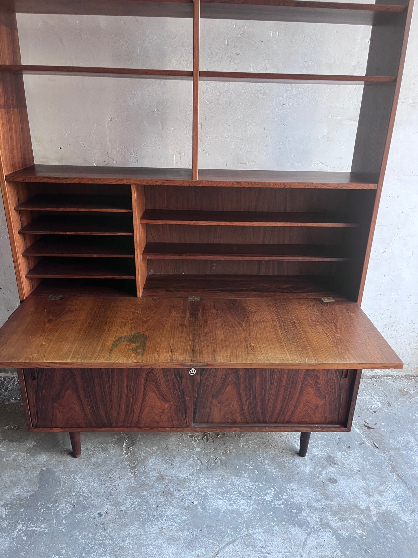 Rosewood Model HU-9 Secretary Bookcase by Poul Hundevad, Denmark, 1960s