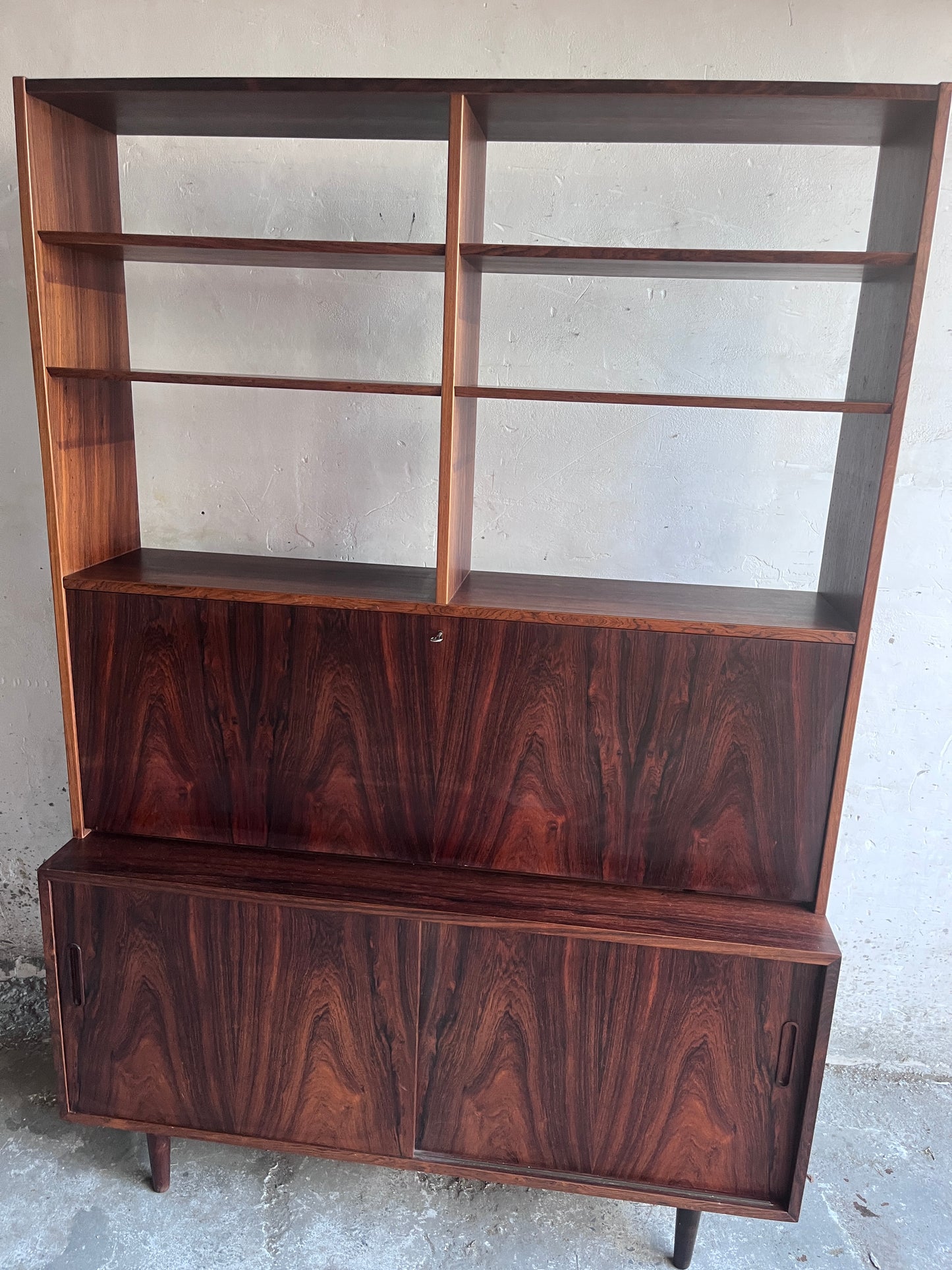 Rosewood Model HU-9 Secretary Bookcase by Poul Hundevad, Denmark, 1960s