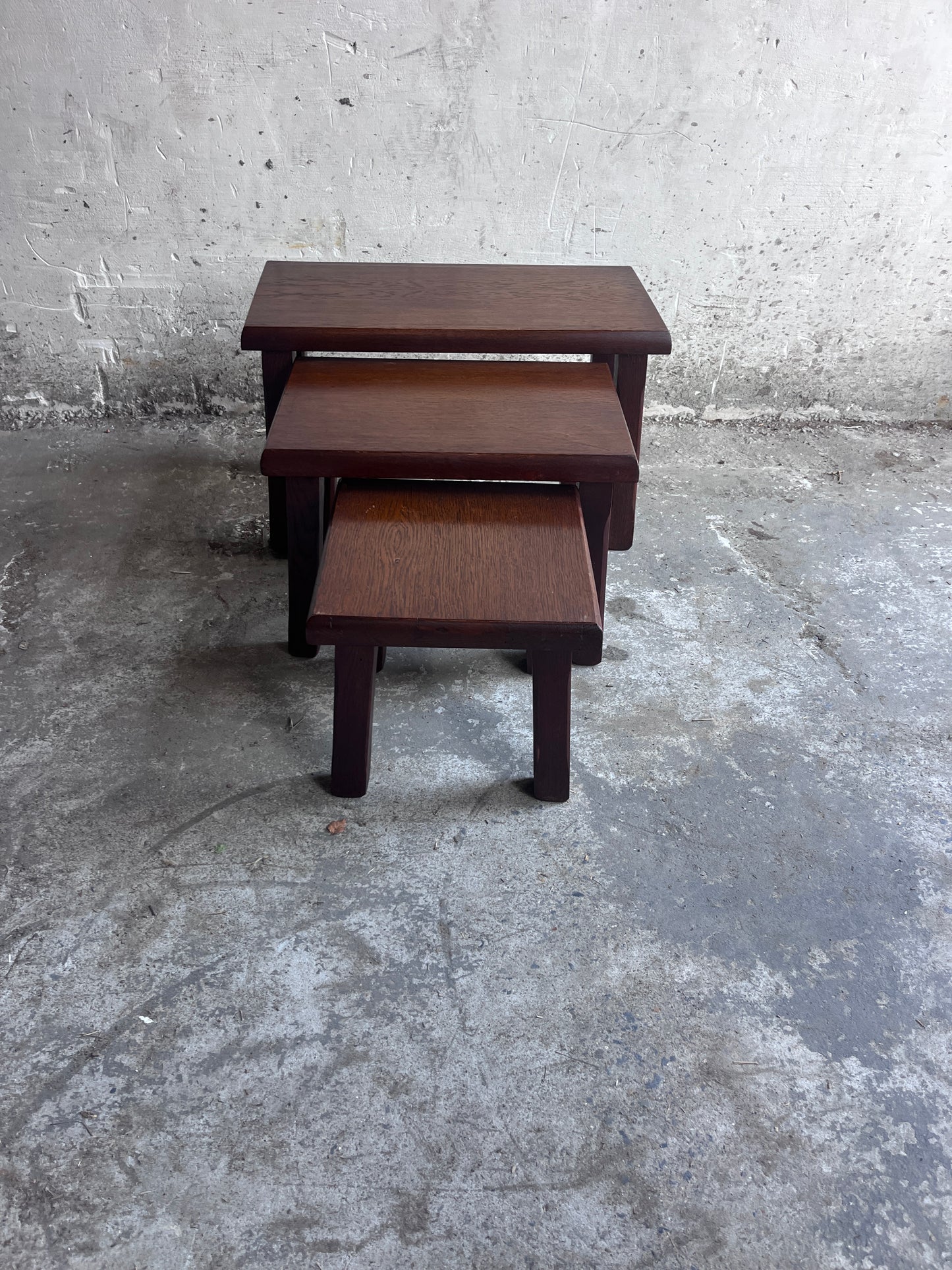 Set of Three Brutalist Nesting Tables, 1970s