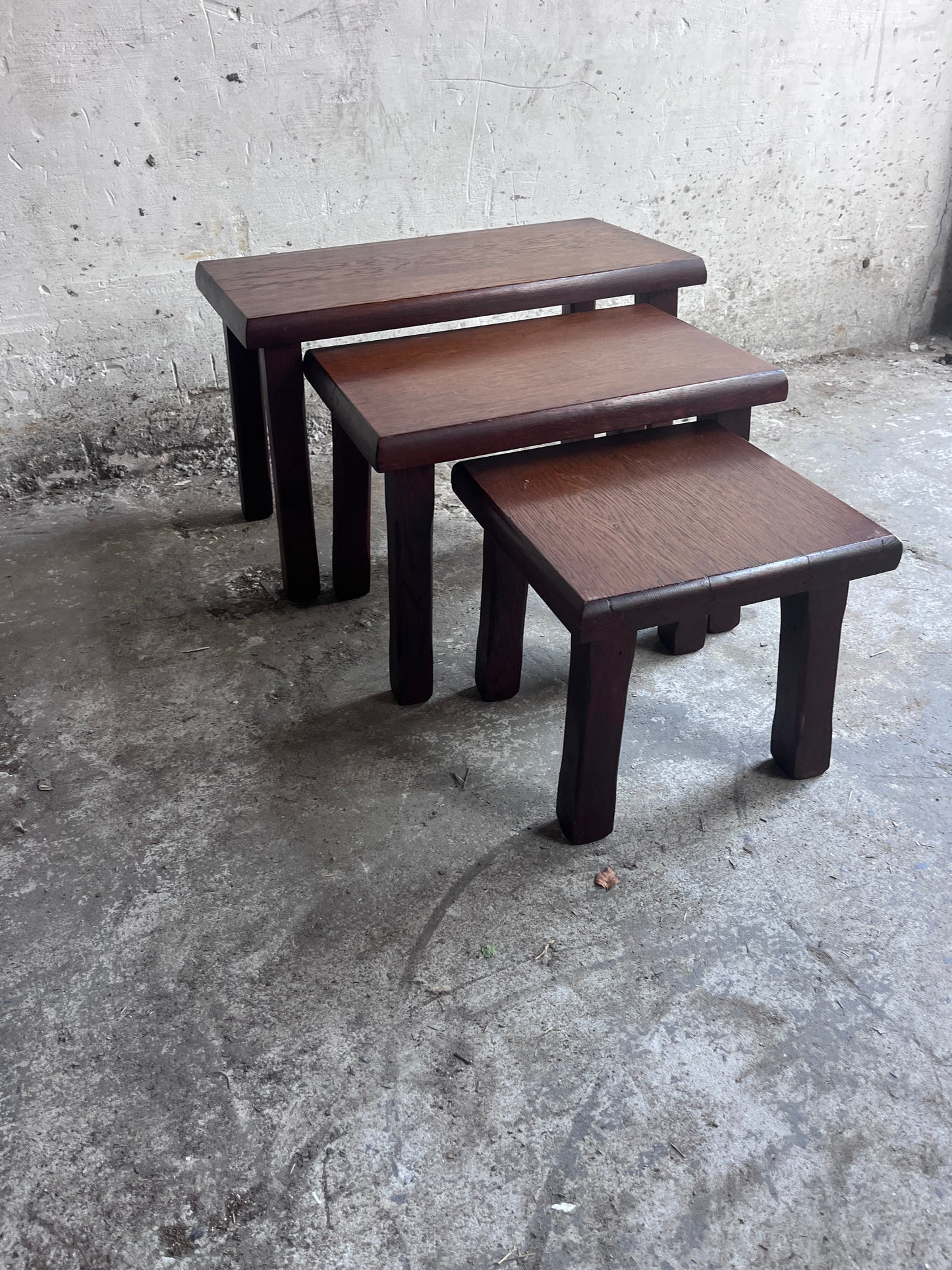 Set of Three Brutalist Nesting Tables, 1970s