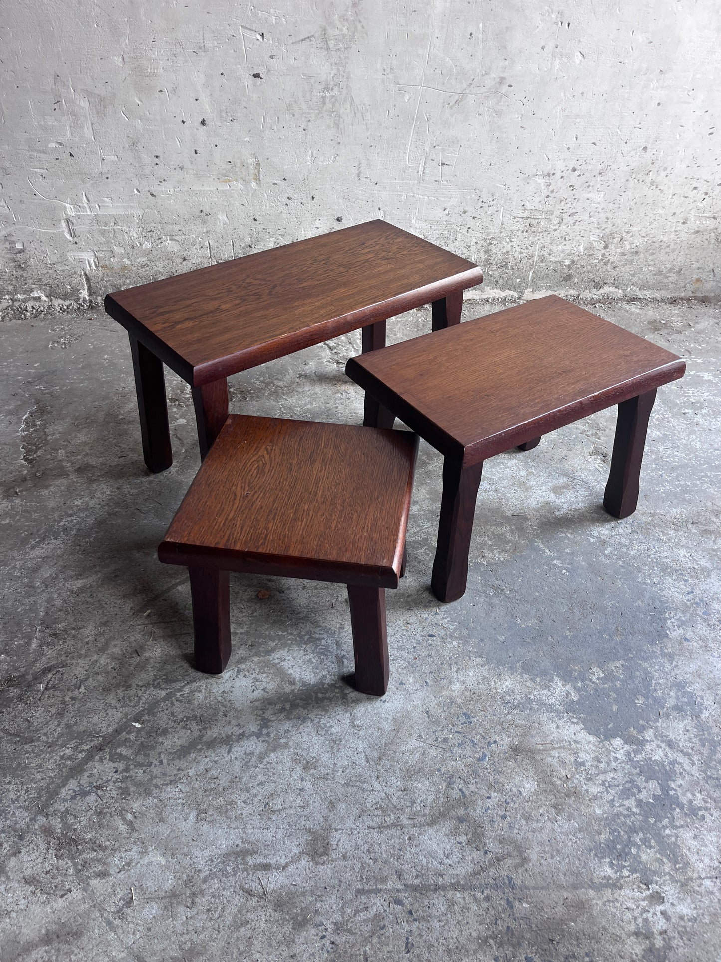 Set of Three Brutalist Nesting Tables, 1970s