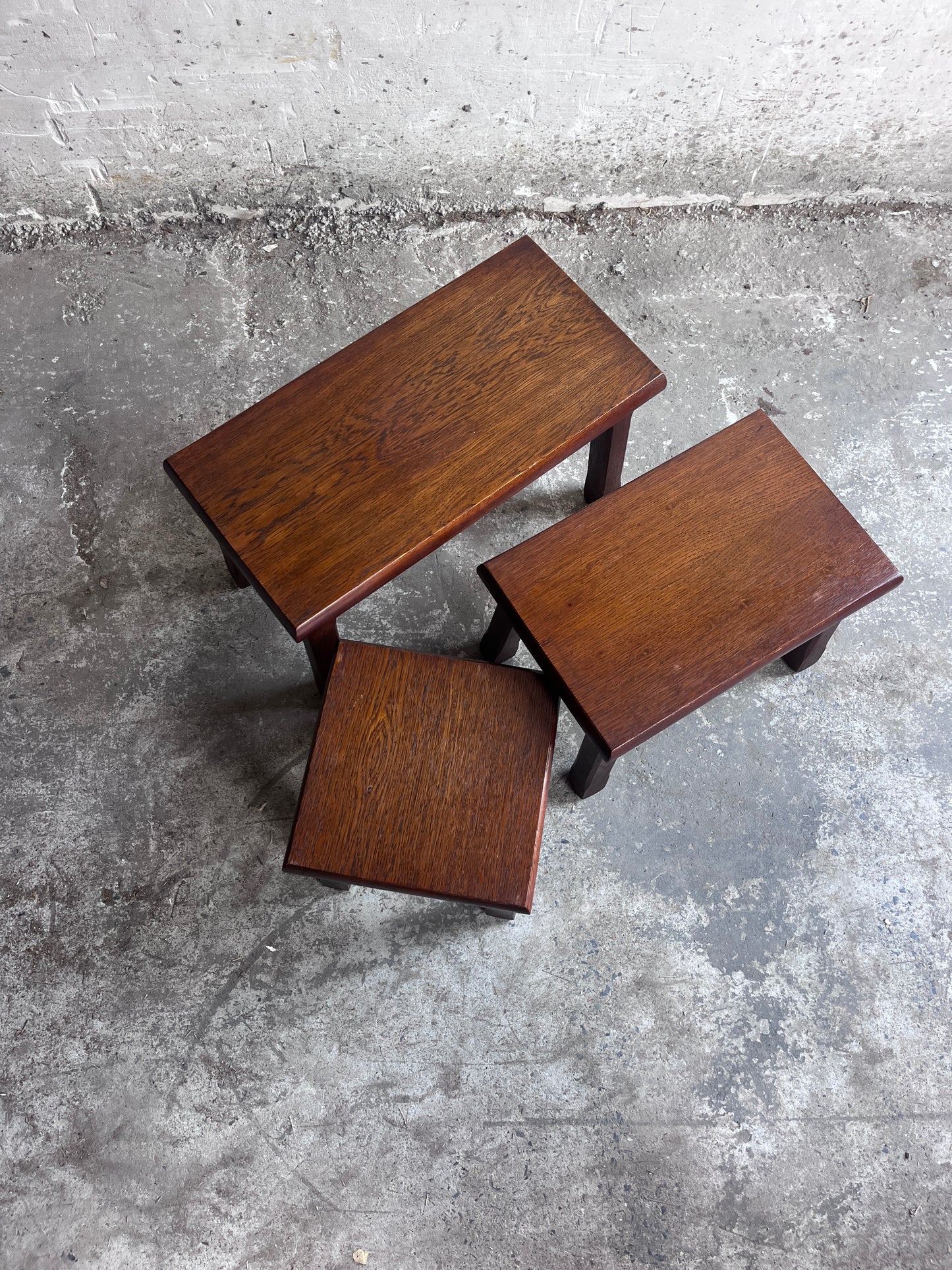 Set of Three Brutalist Nesting Tables, 1970s