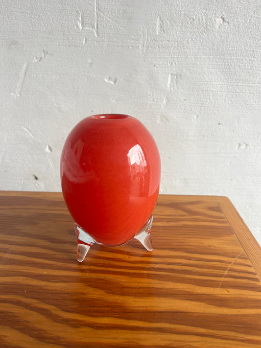 Murano Red Sommerso Art Glass Vase on Tripod Feet (1960s)