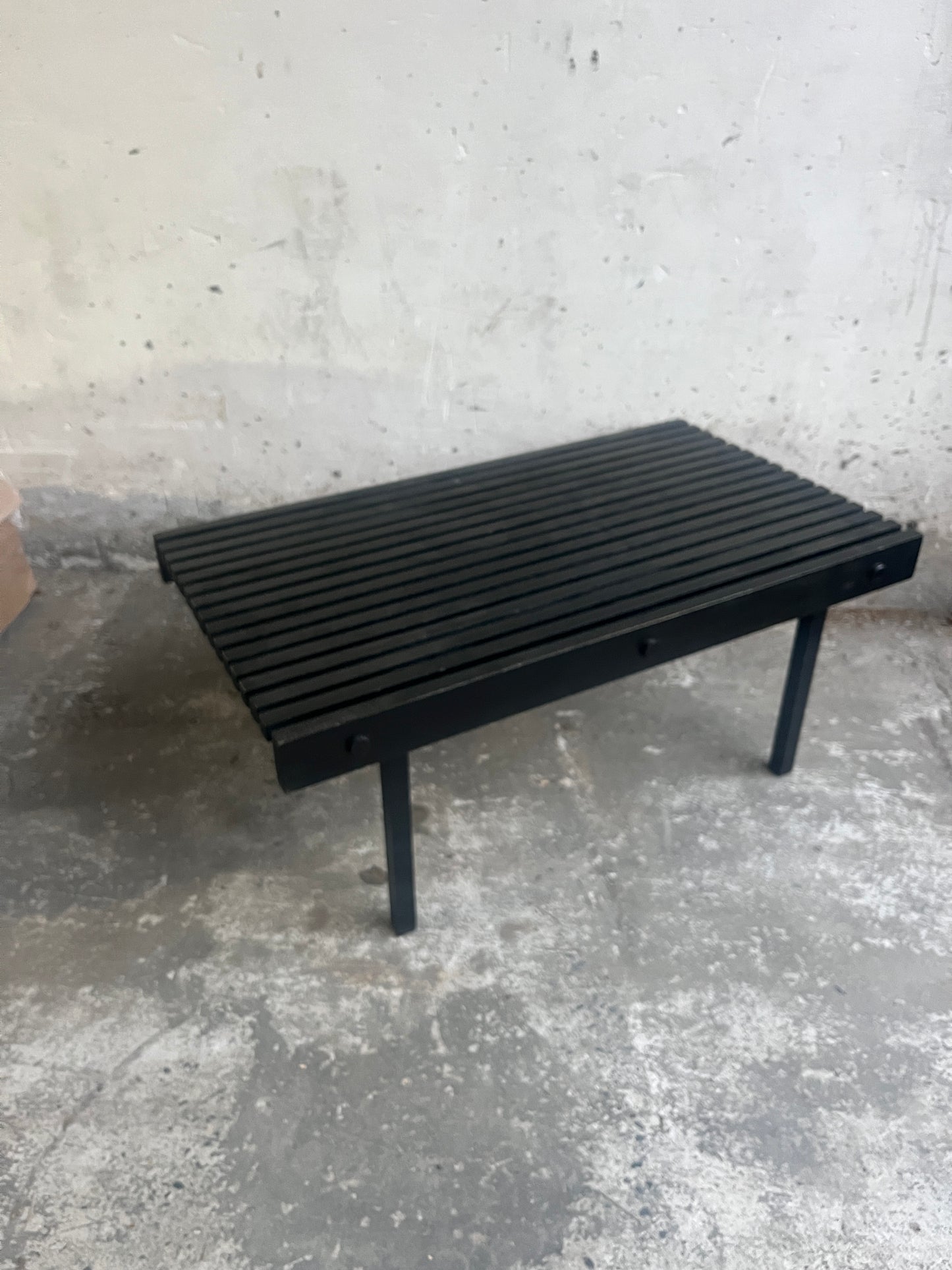 Slatted Black Wooden Bench / Coffee Table