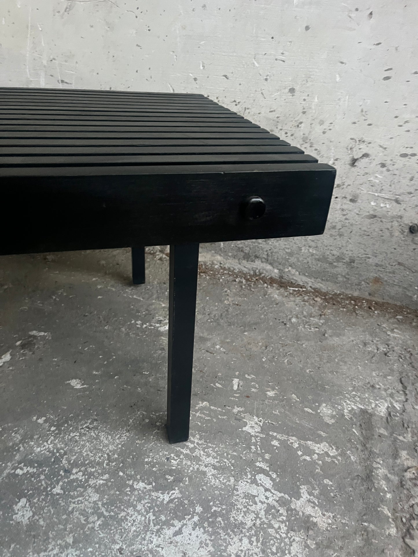 Slatted Black Wooden Bench / Coffee Table