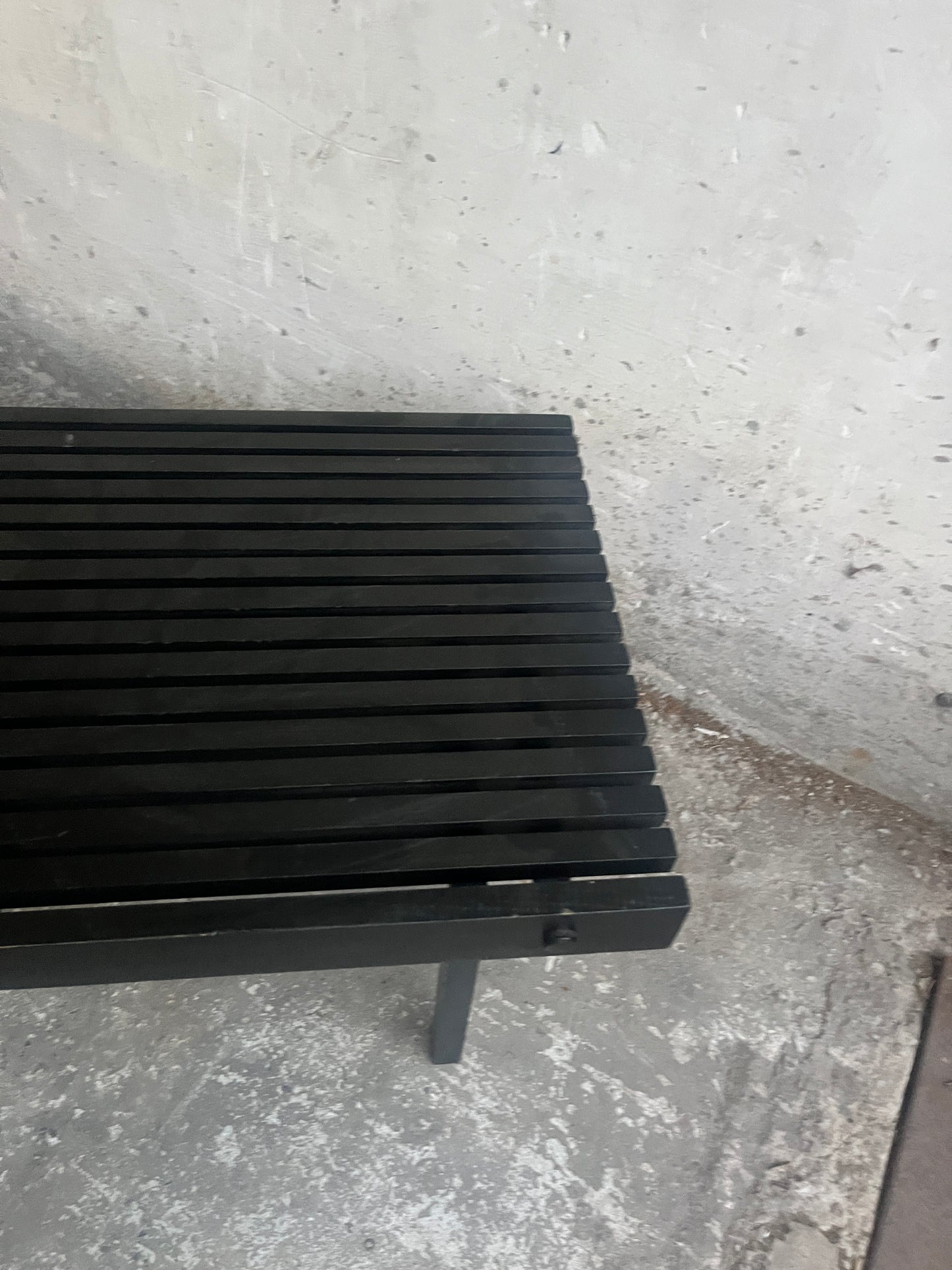 Slatted Black Wooden Bench / Coffee Table