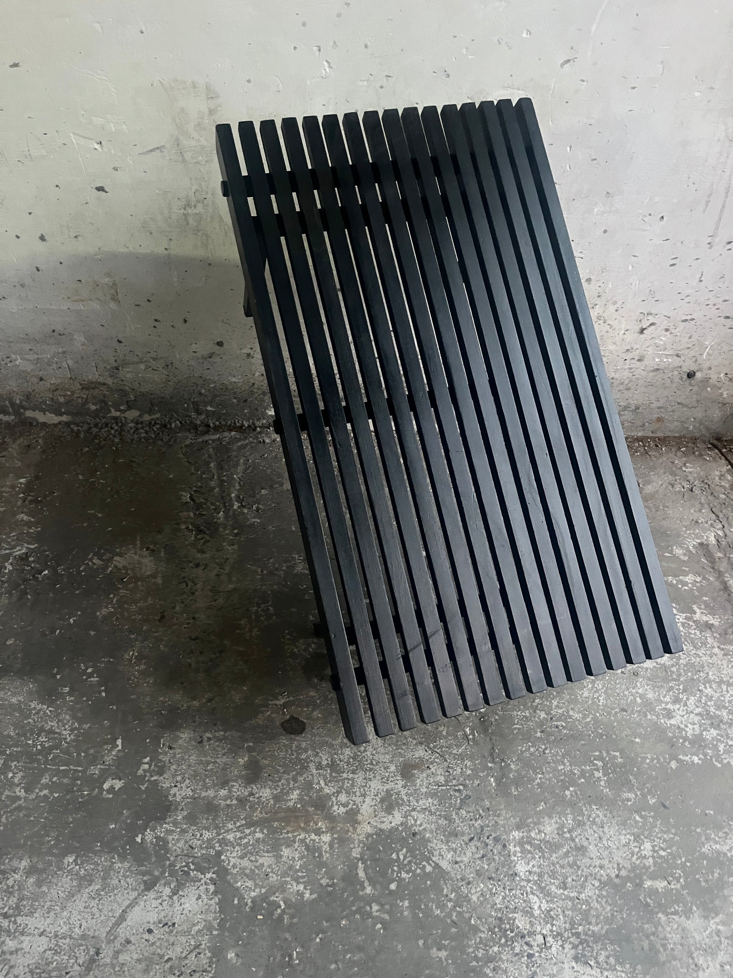 Slatted Black Wooden Bench / Coffee Table