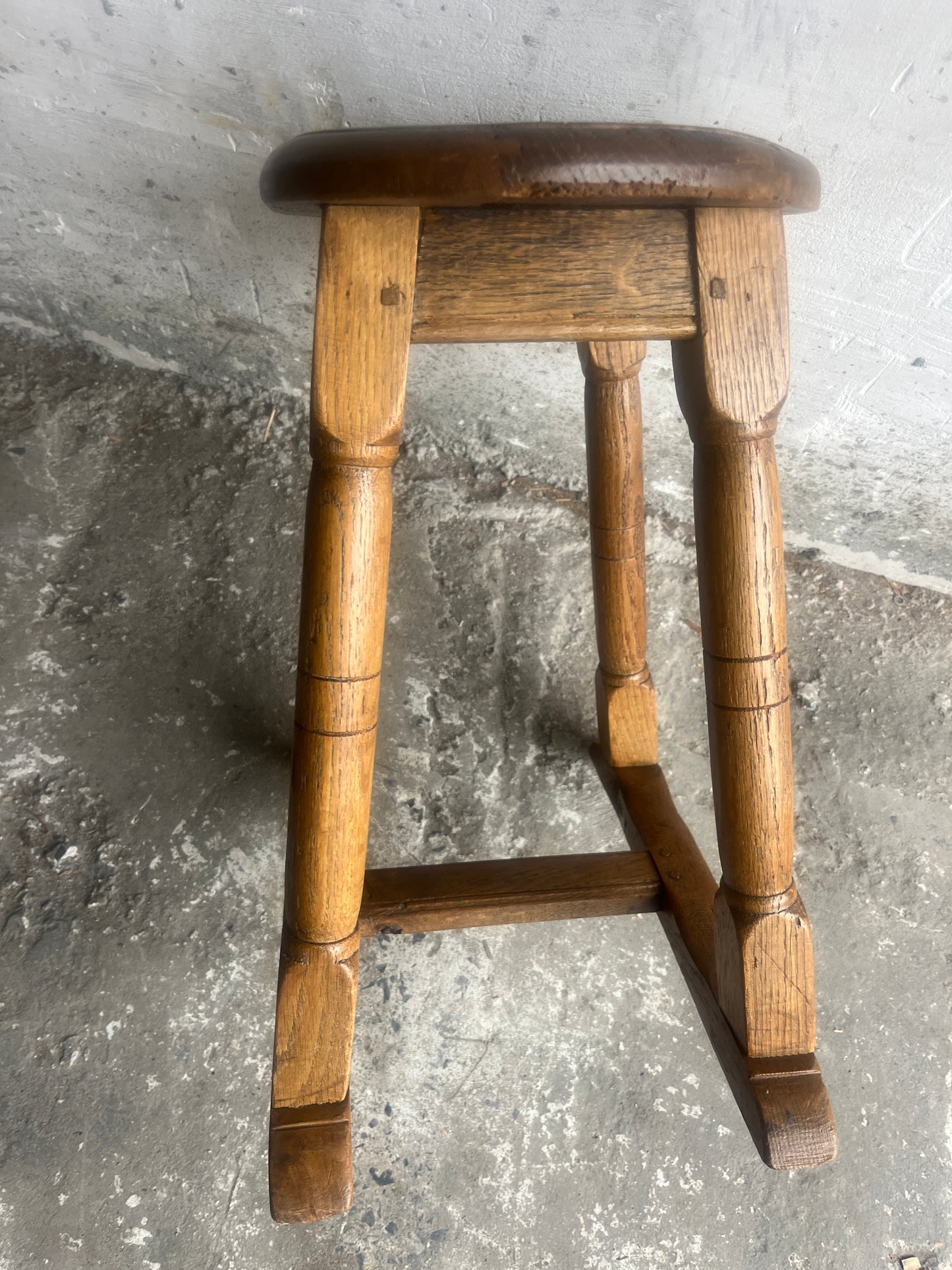 Pair of Rustic Oak Stools, 1930s