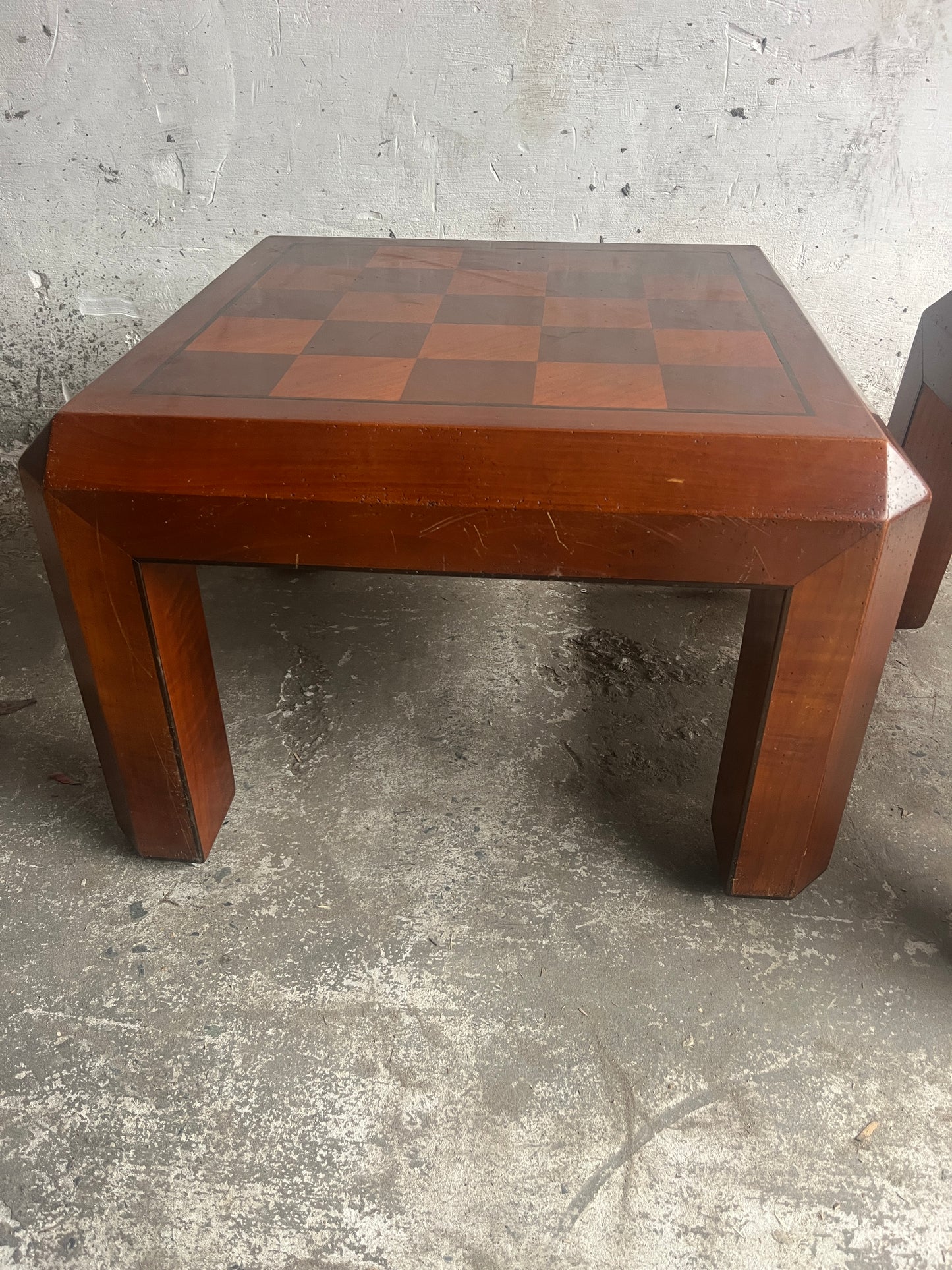 Pair of Checkered Parquet Side Tables – 1970s