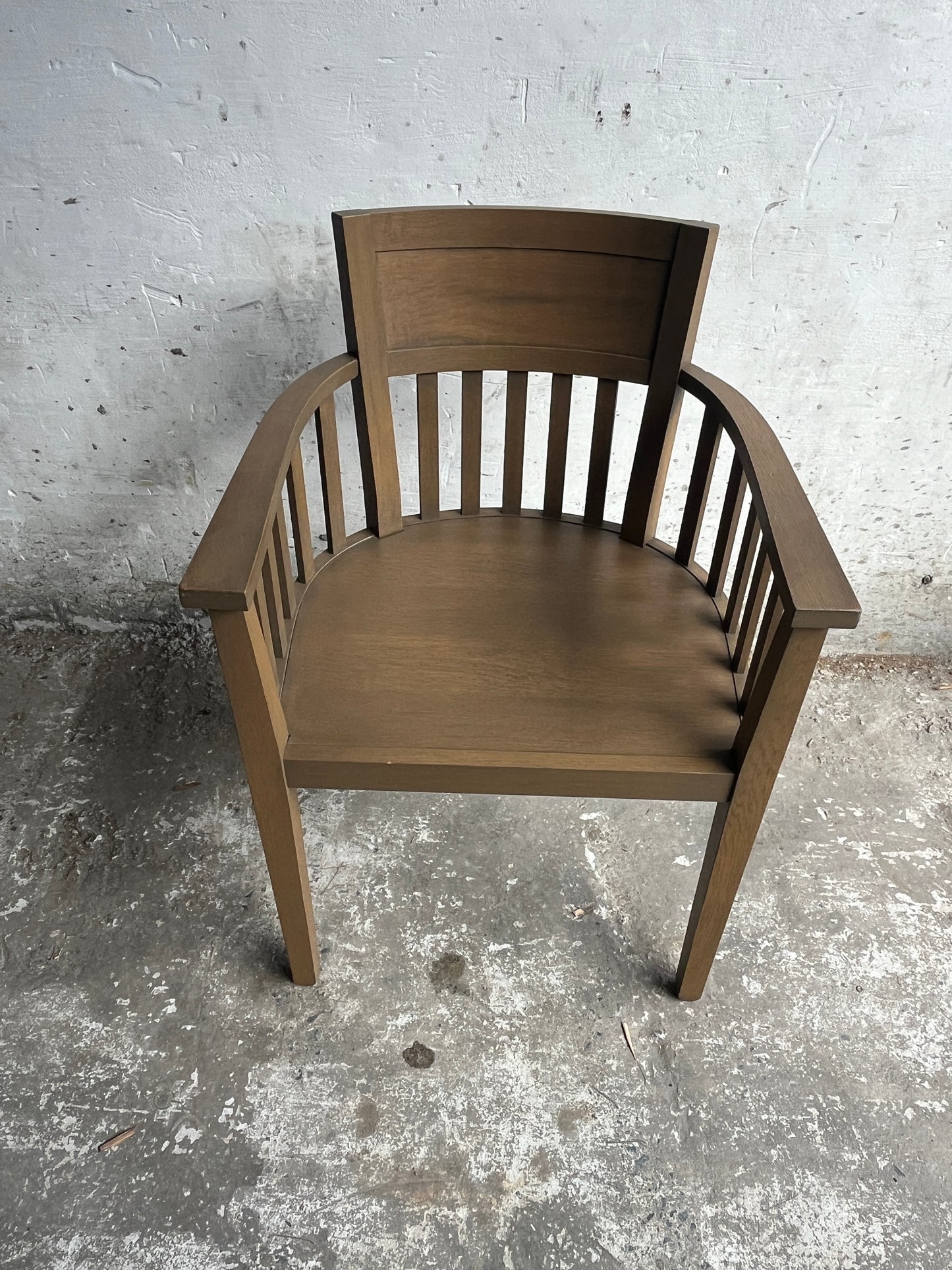 Set of 8 Wooden Armchairs – Classic Slatted Design (1980s)