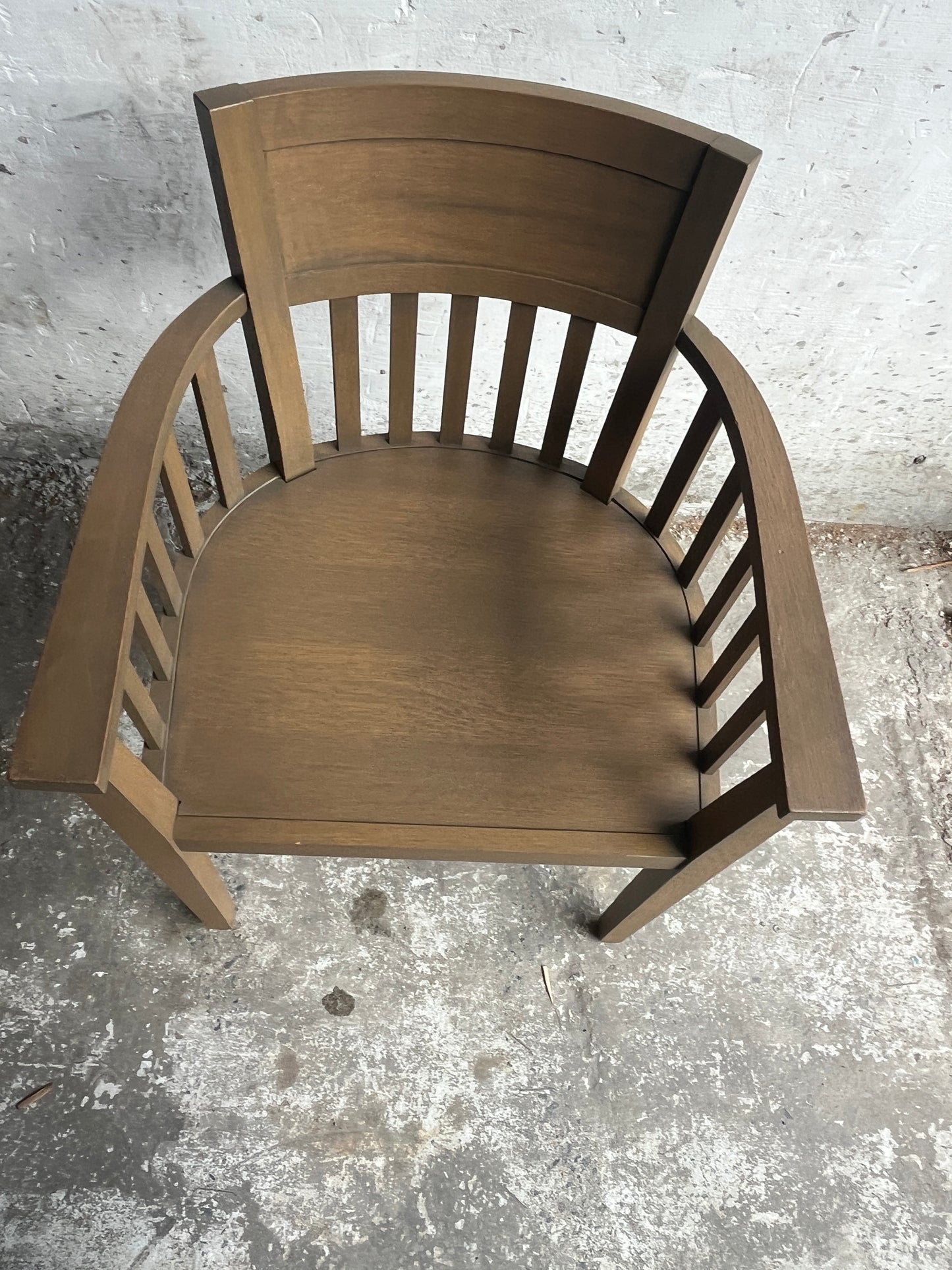 Set of 8 Wooden Armchairs – Classic Slatted Design (1980s)