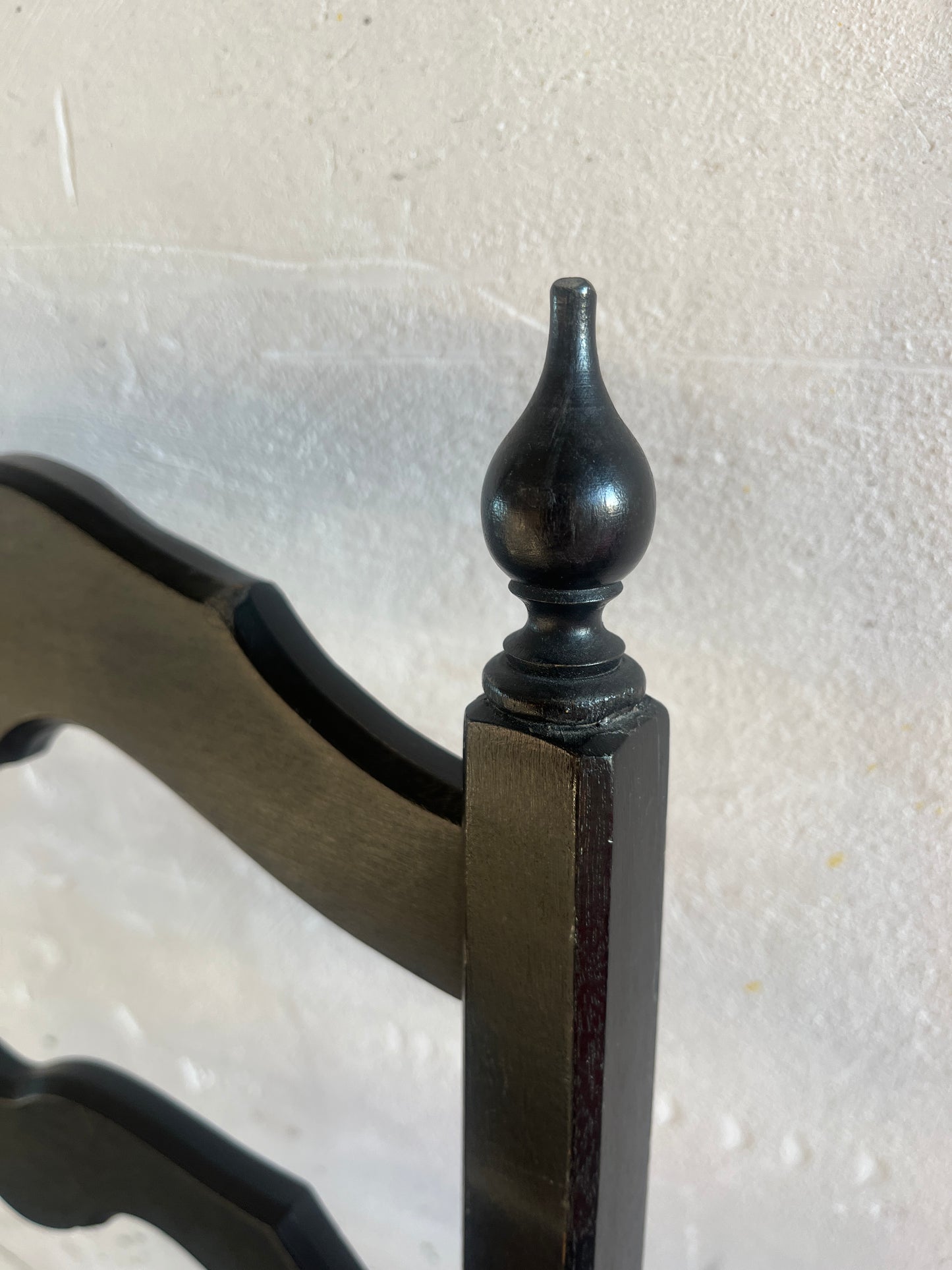 Set of 6 High-Back Dining Chairs in Black Wood & Red Velvet