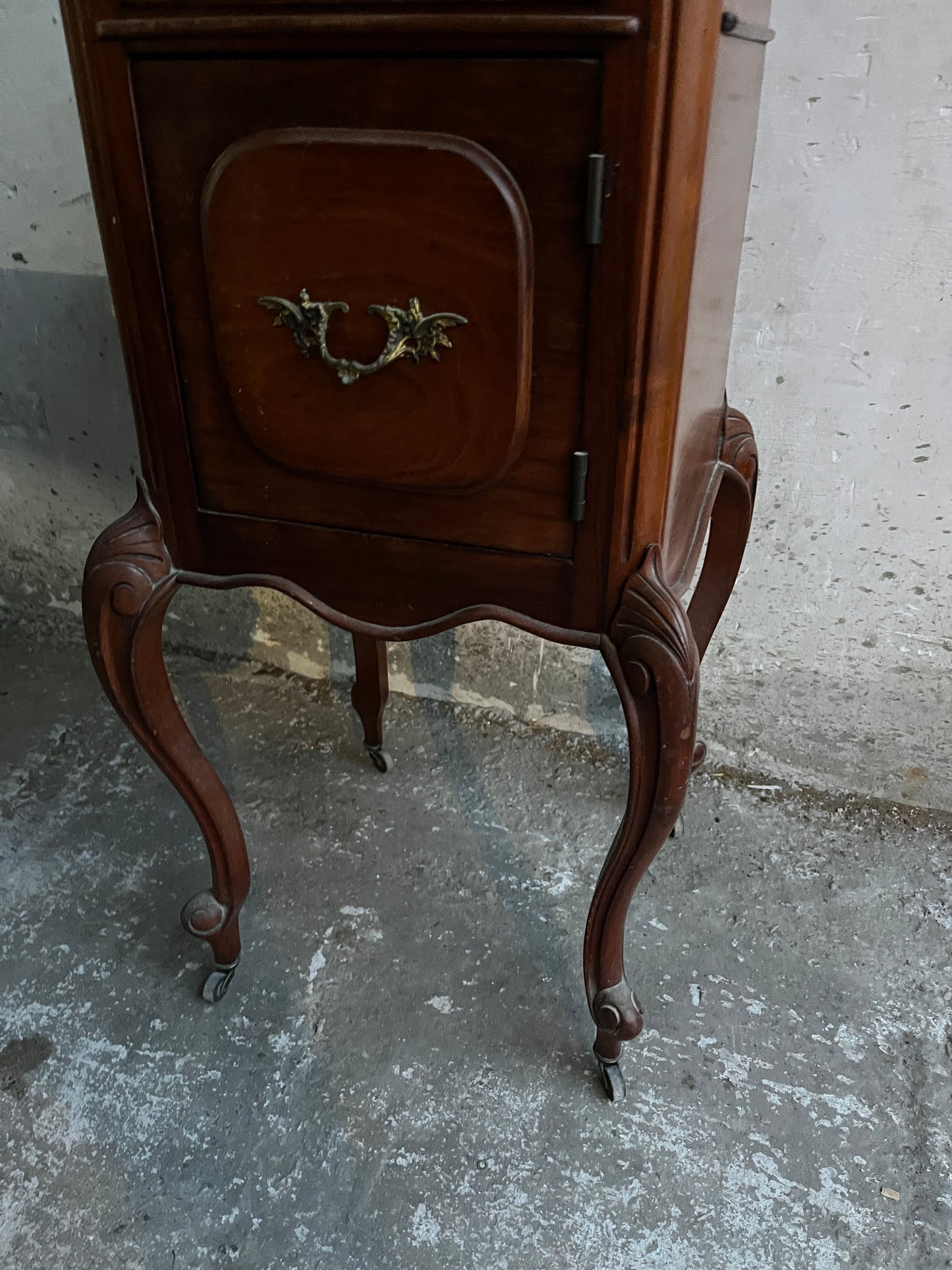 French Louis XV–Style Marble Top Nightstand