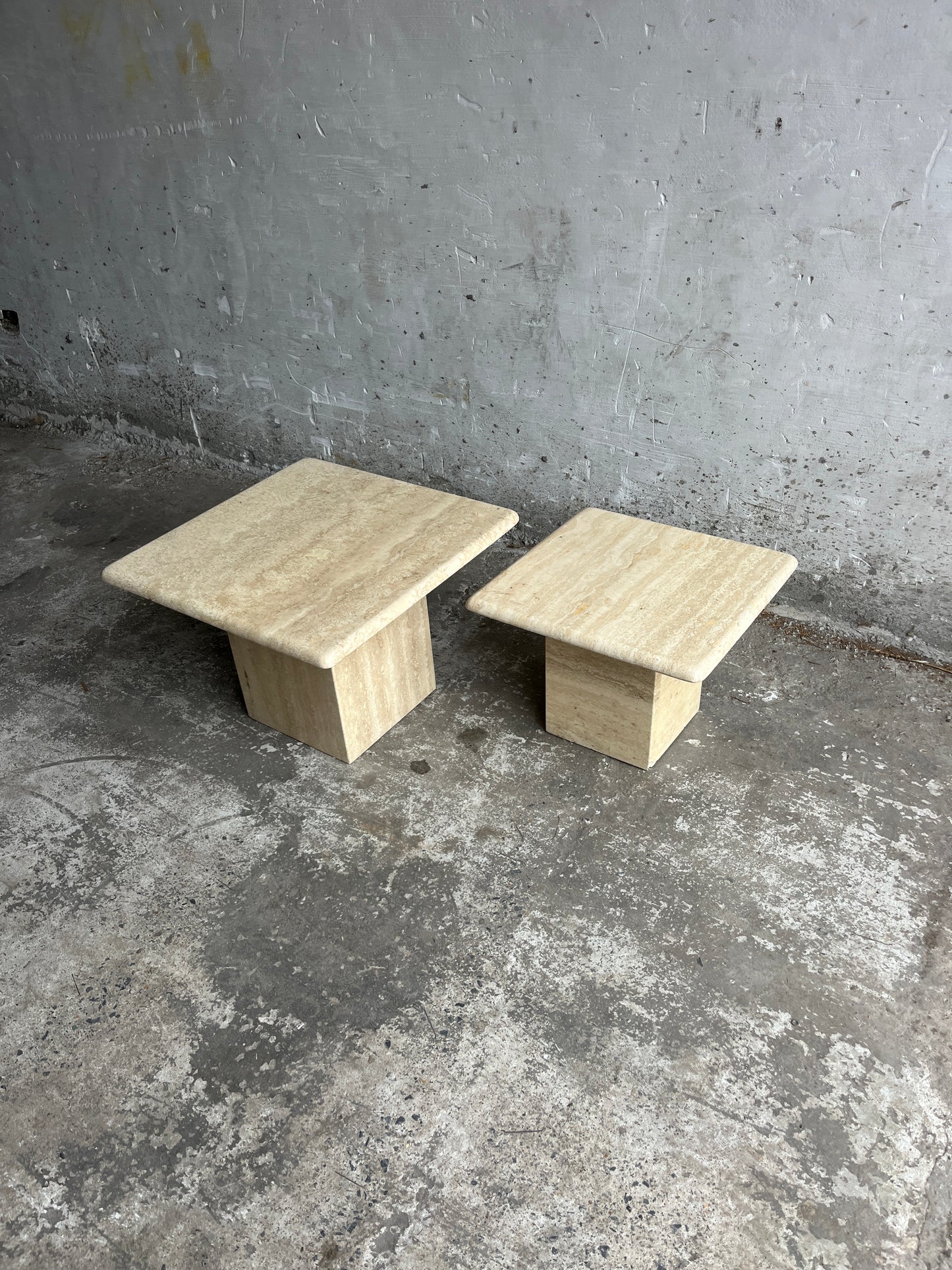 Vintage Travertine Nesting Tables – Set of 2