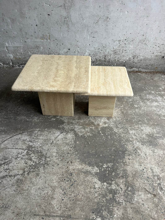 Vintage Travertine Nesting Tables – Set of 2