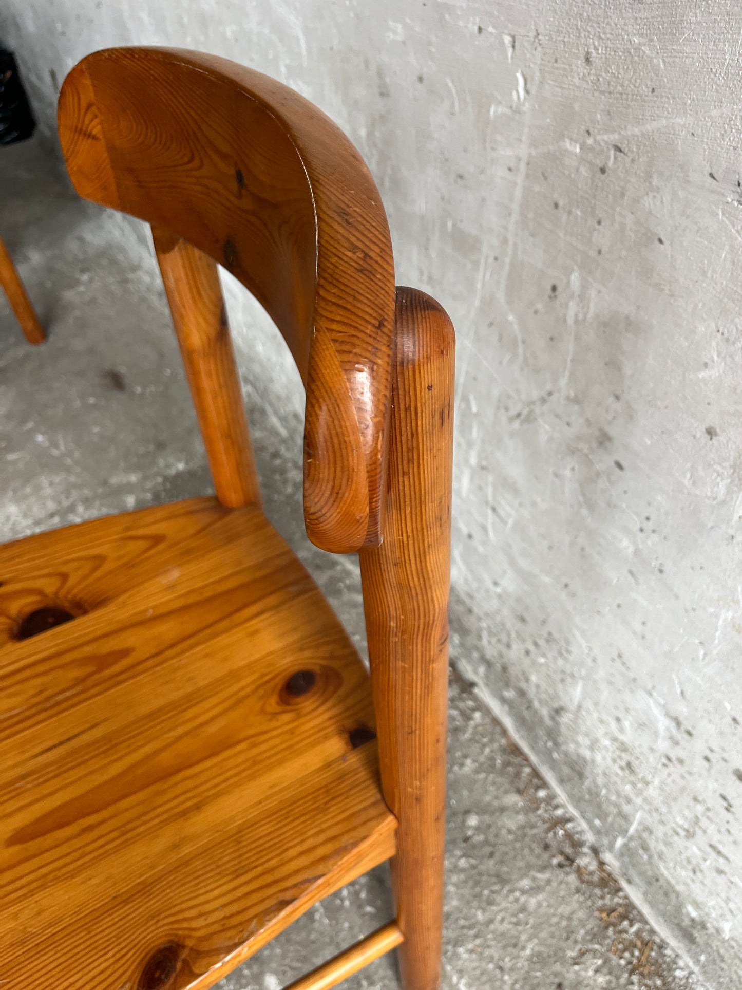 Set of 4 Vintage Pine Dining Chairs – 1970s