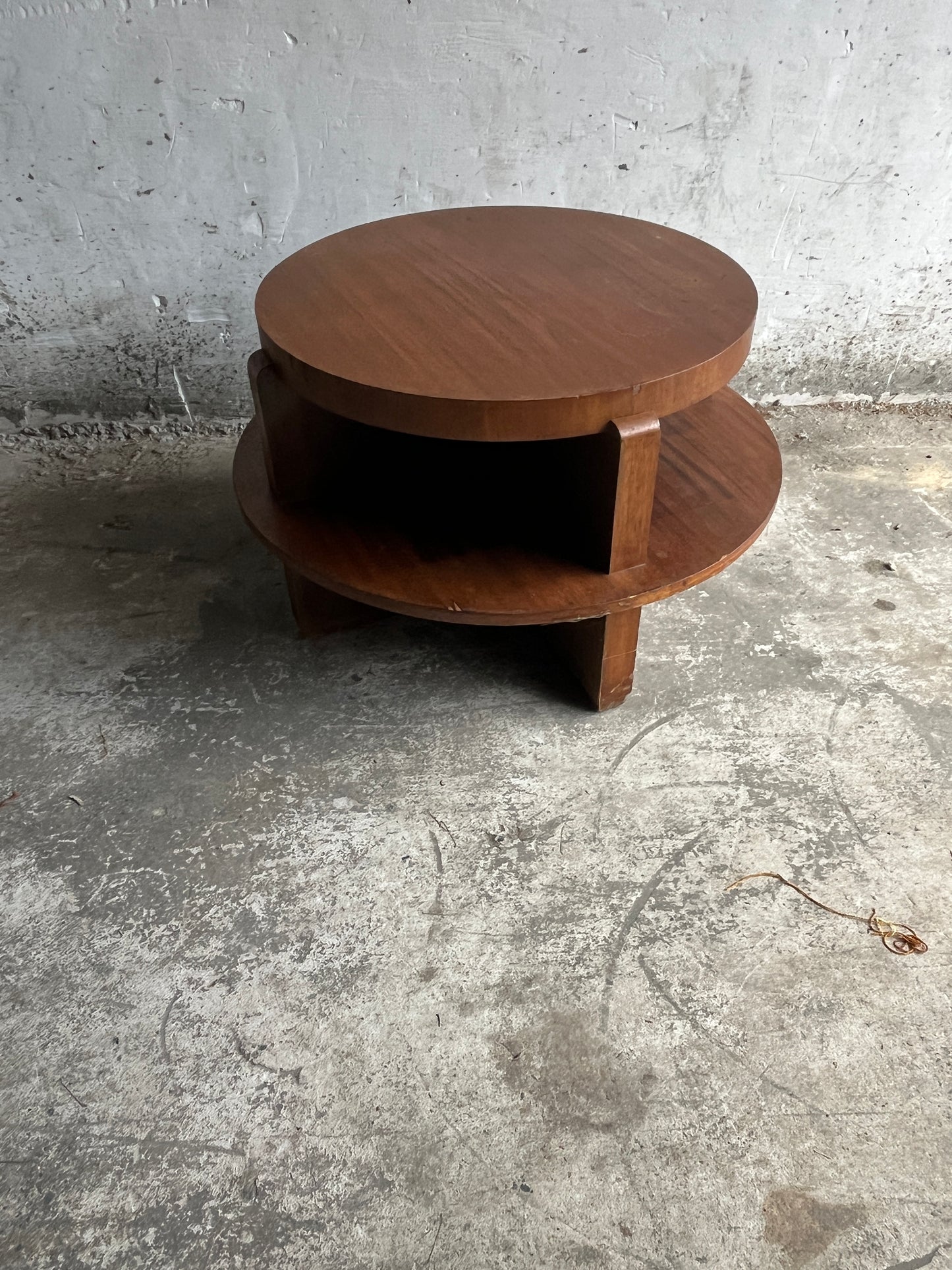 Vintage  Art Deco Round Coffee Table with Double Tier
