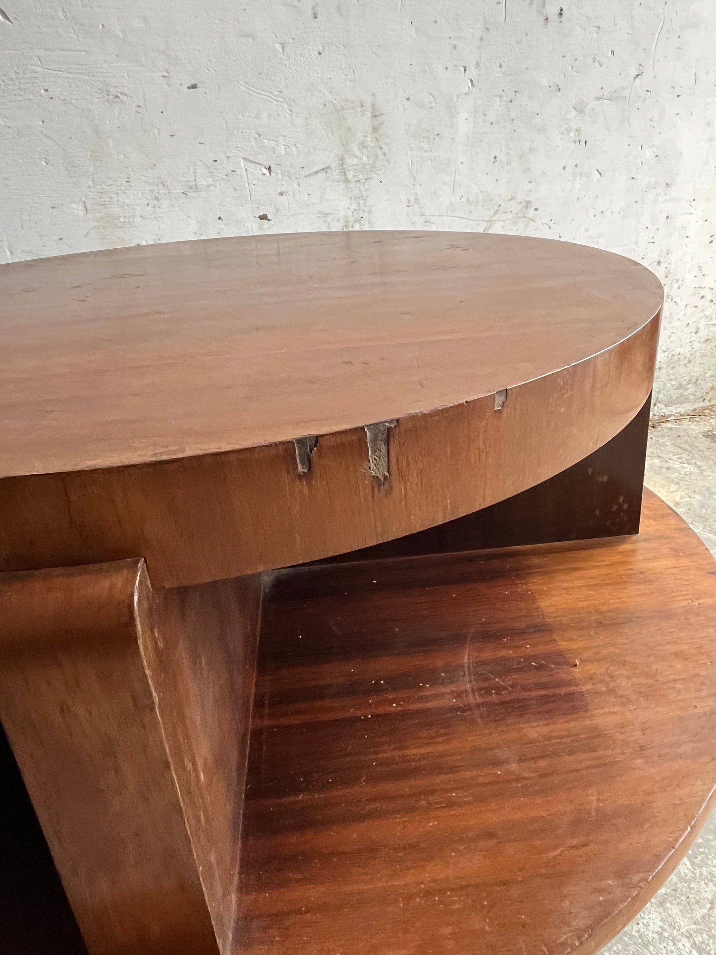 Vintage  Art Deco Round Coffee Table with Double Tier