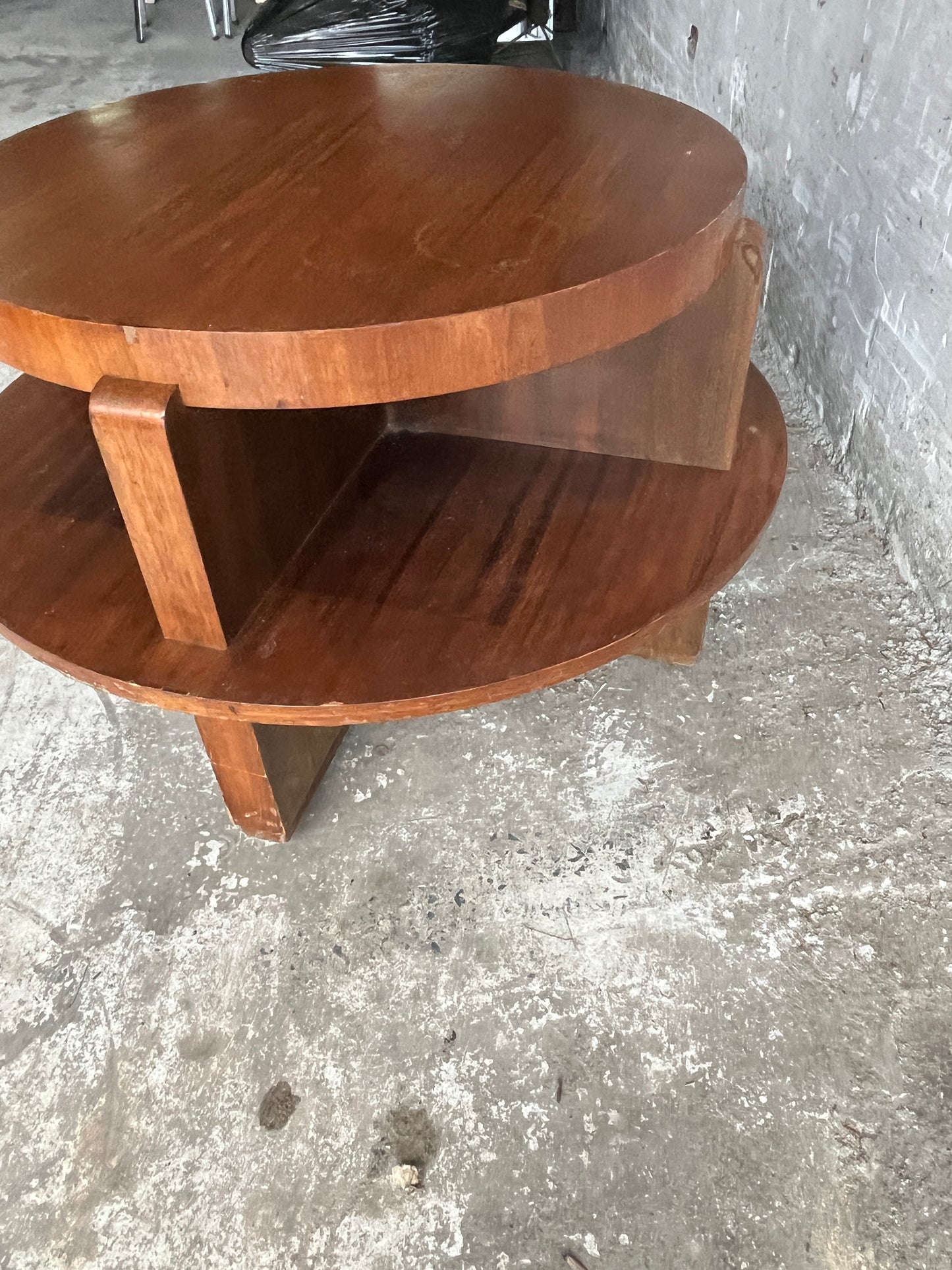 Vintage  Art Deco Round Coffee Table with Double Tier