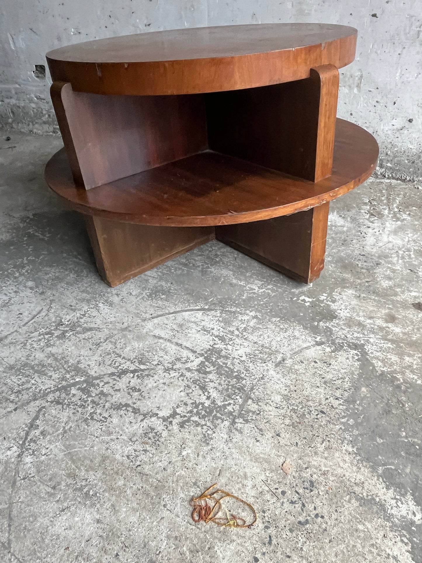 Vintage  Art Deco Round Coffee Table with Double Tier