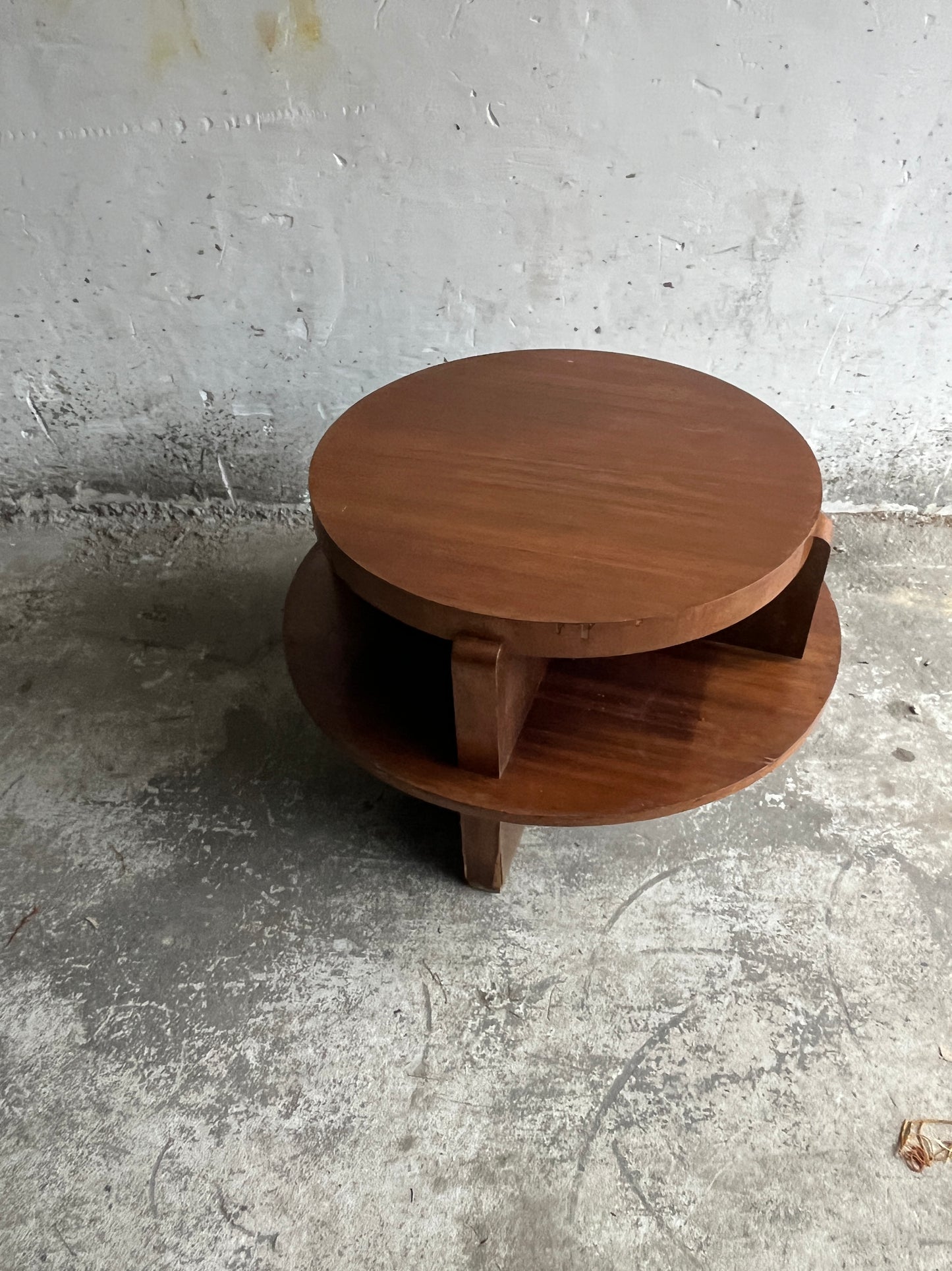 Vintage  Art Deco Round Coffee Table with Double Tier