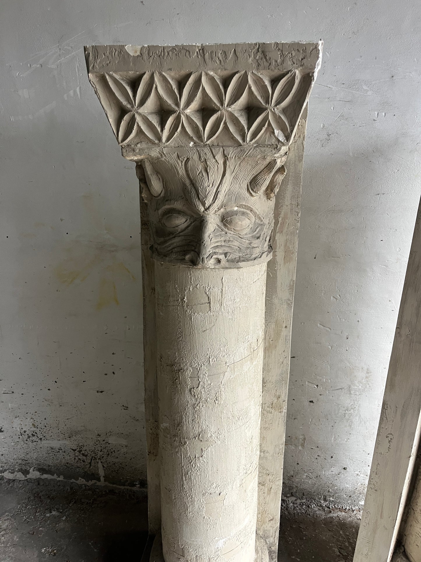 Sculptural Plaster Columns by Walter De Buck (Set of 2)