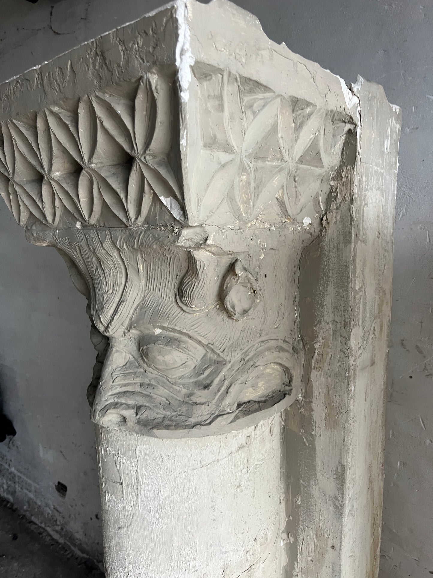 Sculptural Plaster Columns by Walter De Buck (Set of 2)