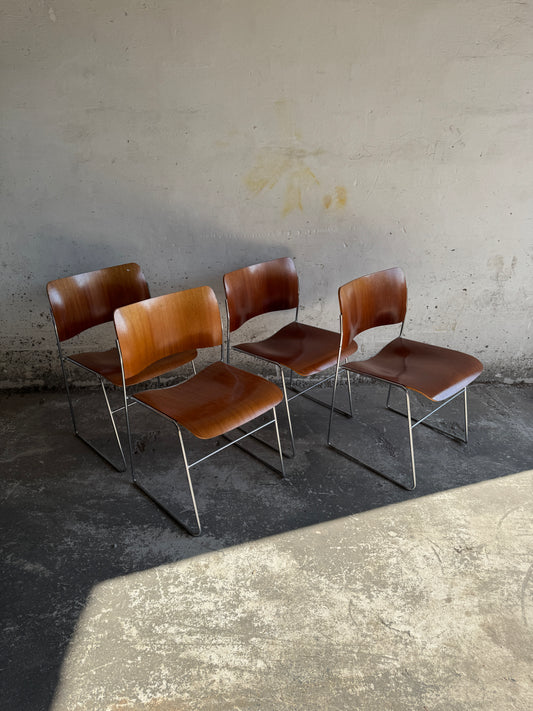 Set van 4 originele David Rowland 40/4 stoelen