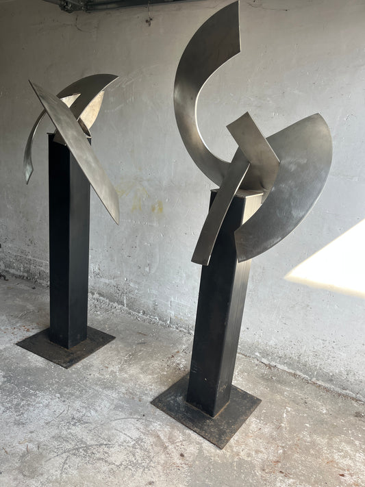 Alexander Ketele Abstract Steel Sculptures (Pair)