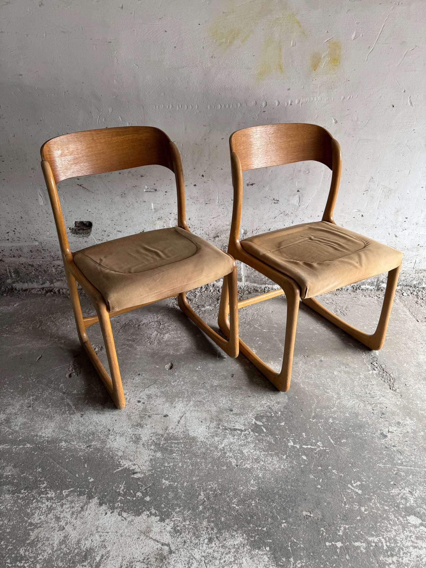 Set van 6 vintage  in gebogen hout stoelen by Emile & Walter Baumann, 1960s