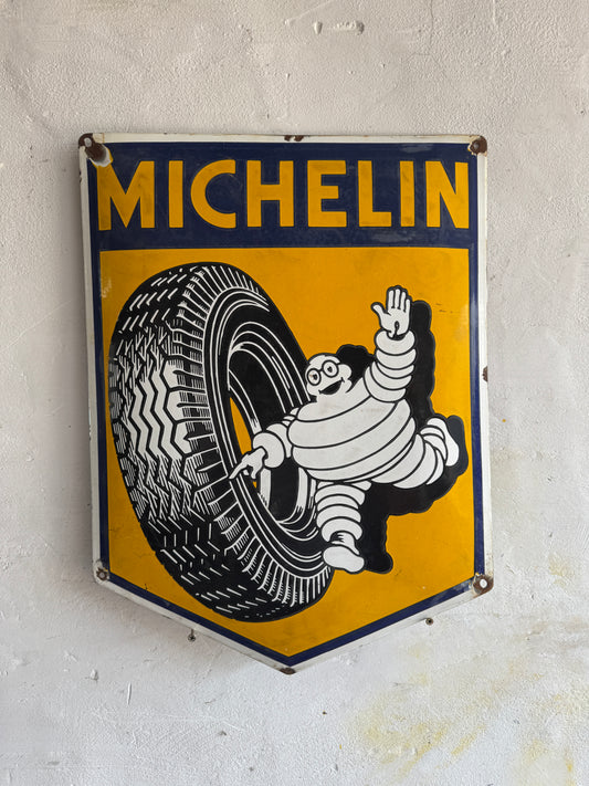 Vintage Michelin Enamel Sign with Bibendum