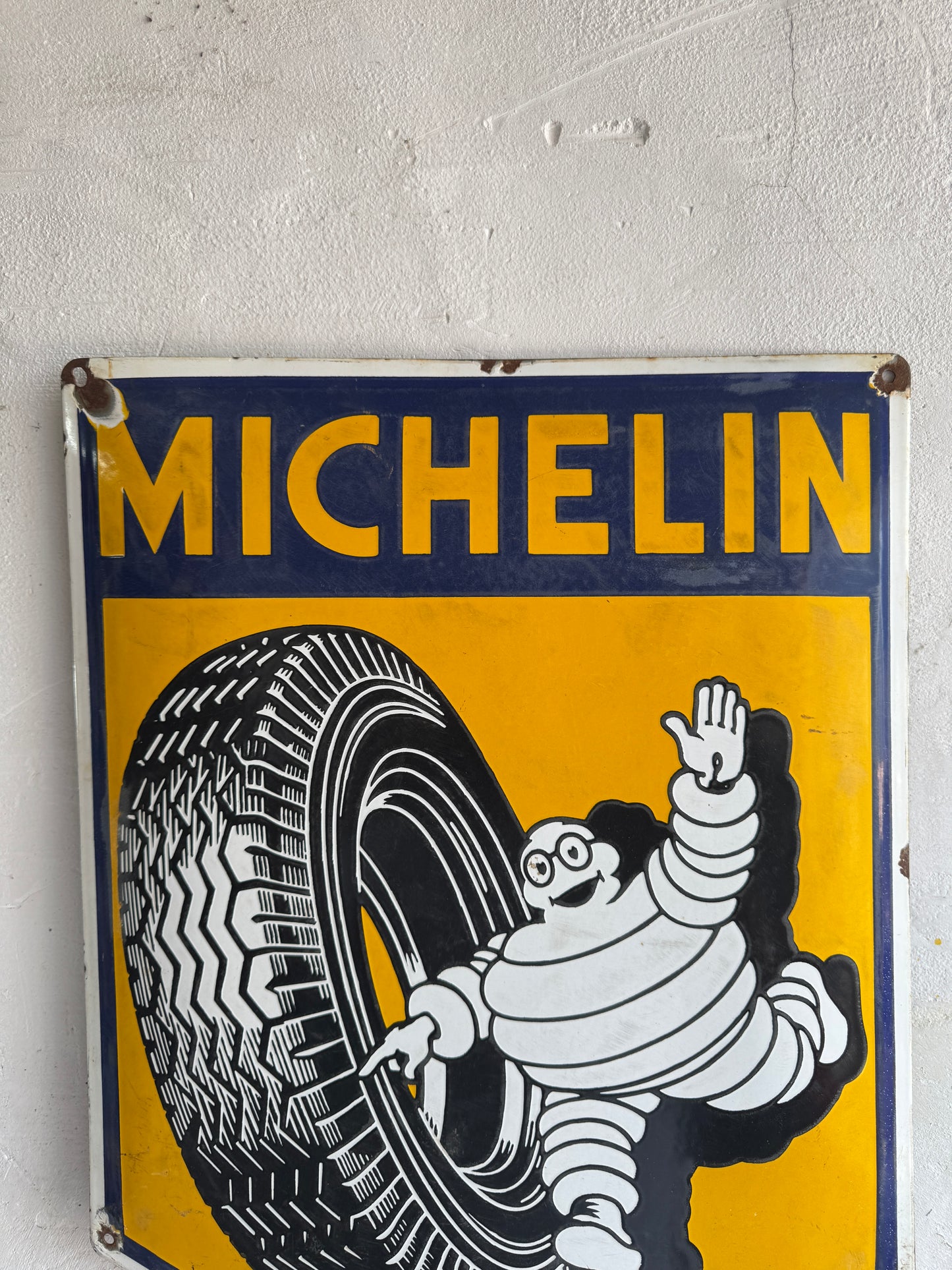 Vintage Michelin Enamel Sign with Bibendum