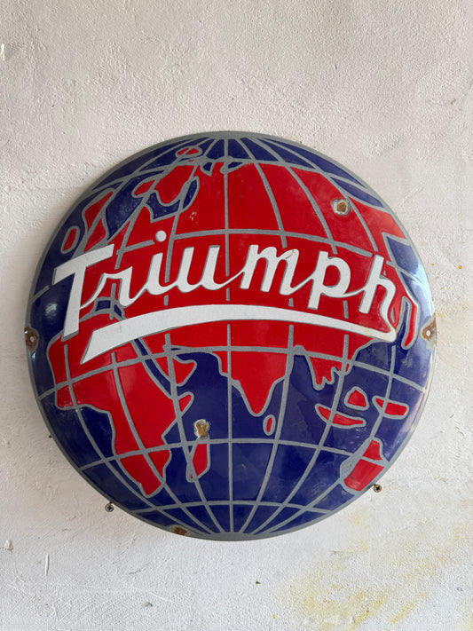 Vintage Triumph Enamel Globe Sign