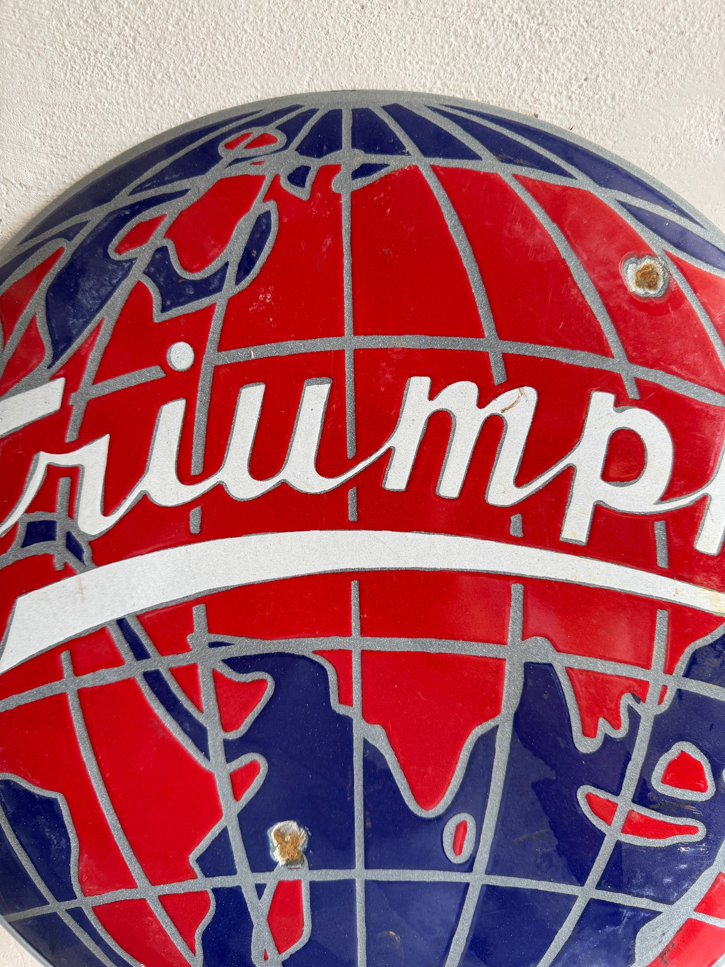Vintage Triumph Enamel Globe Sign