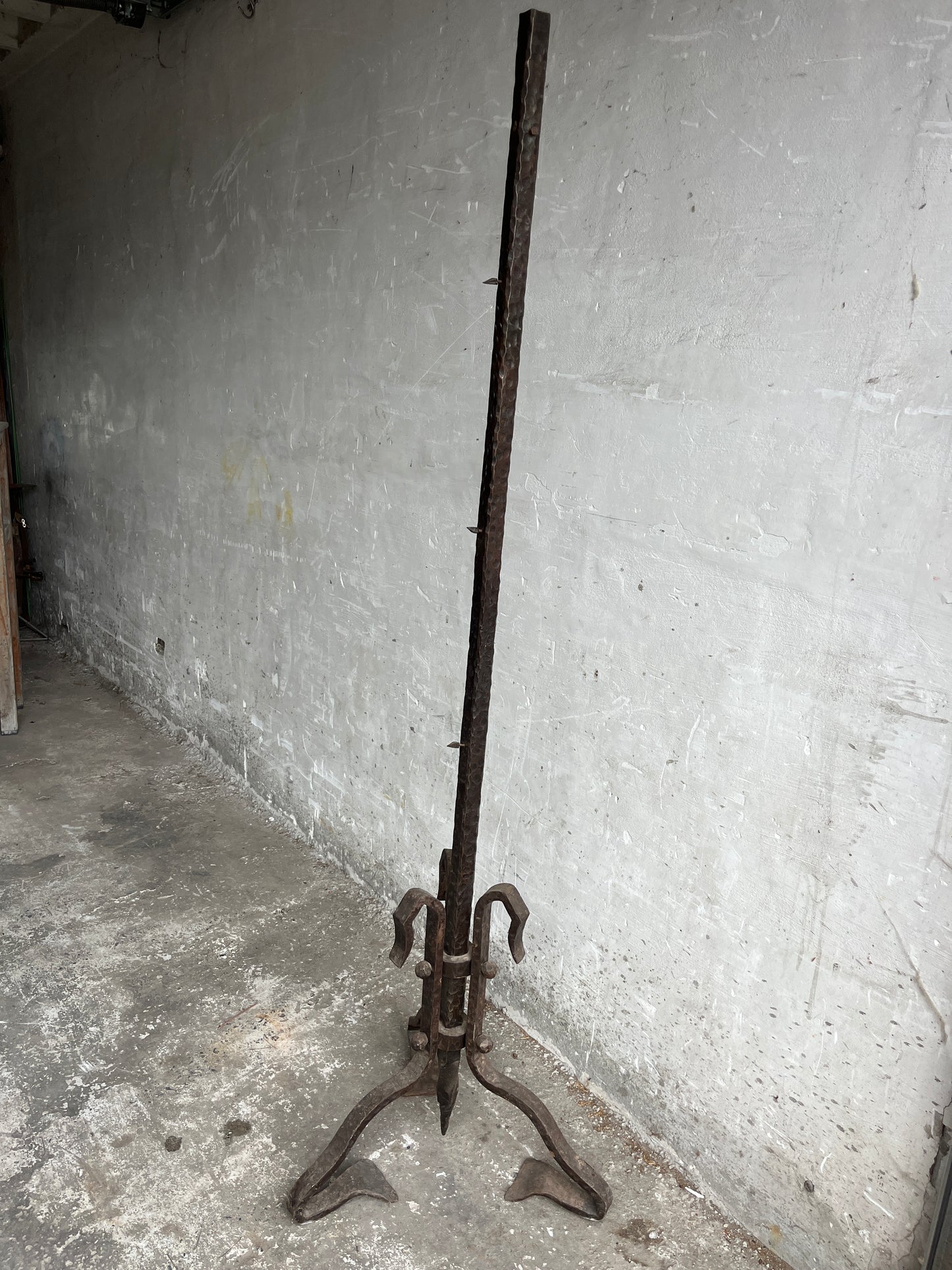 Brutalist Wrought Iron Sculpture Stand