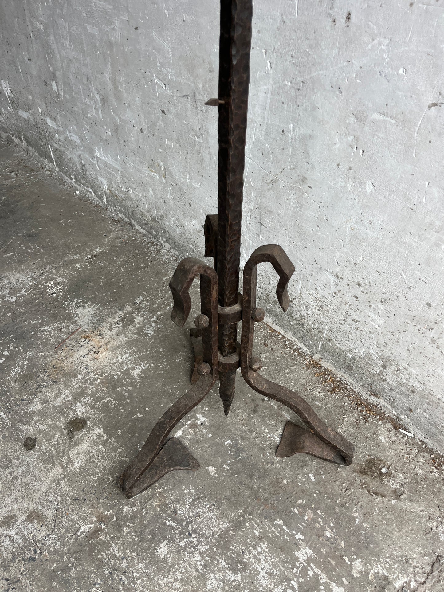 Brutalist Wrought Iron Sculpture Stand