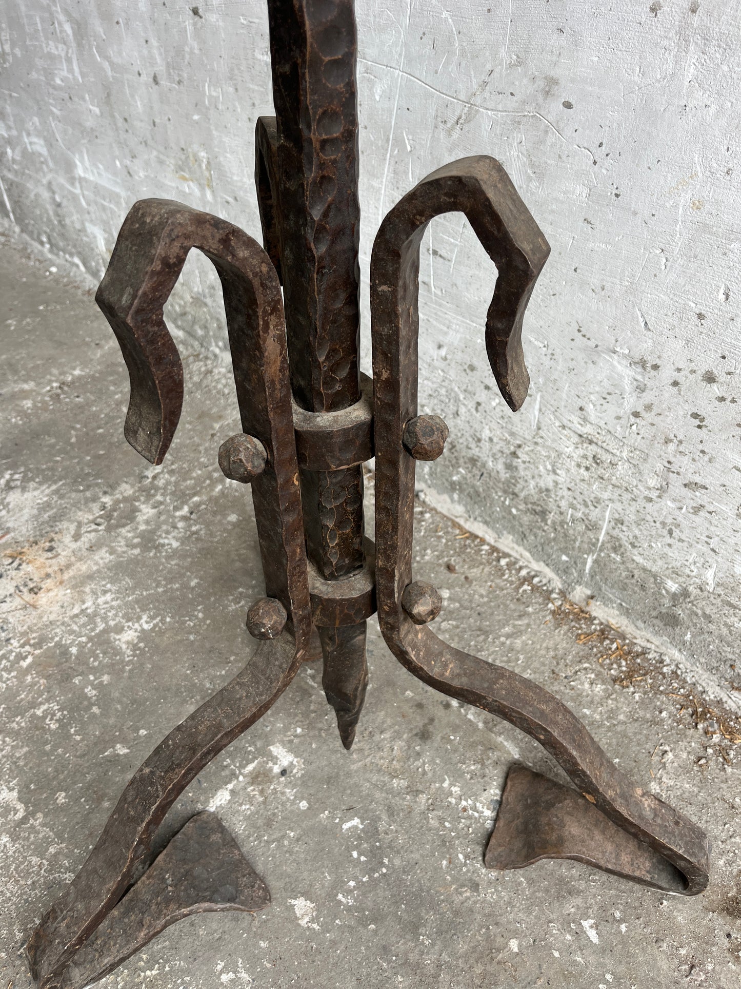 Brutalist Wrought Iron Sculpture Stand
