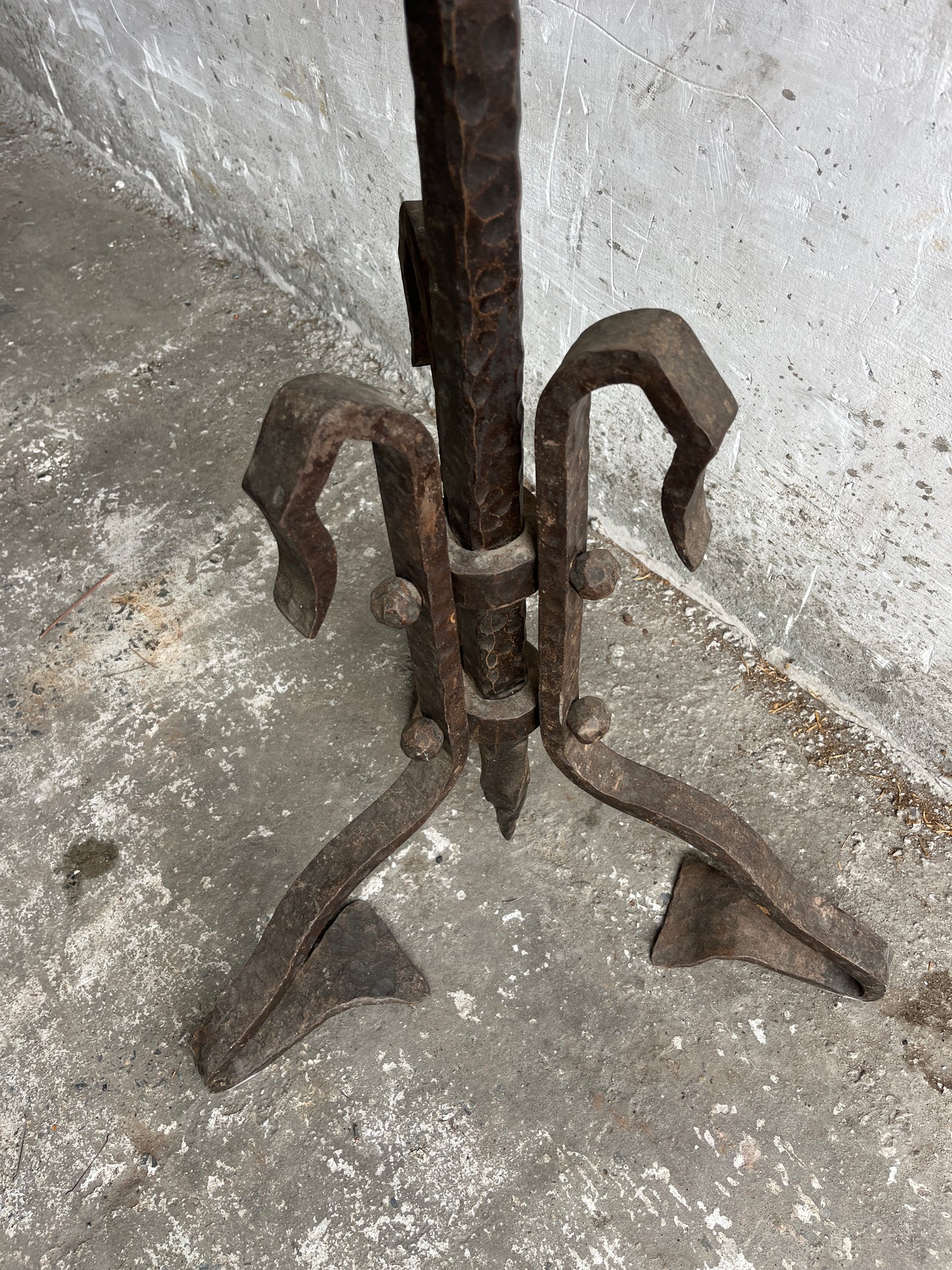 Brutalist Wrought Iron Sculpture Stand