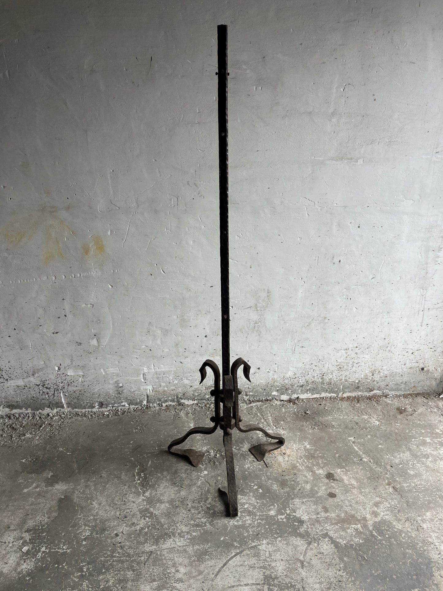 Brutalist Wrought Iron Sculpture Stand