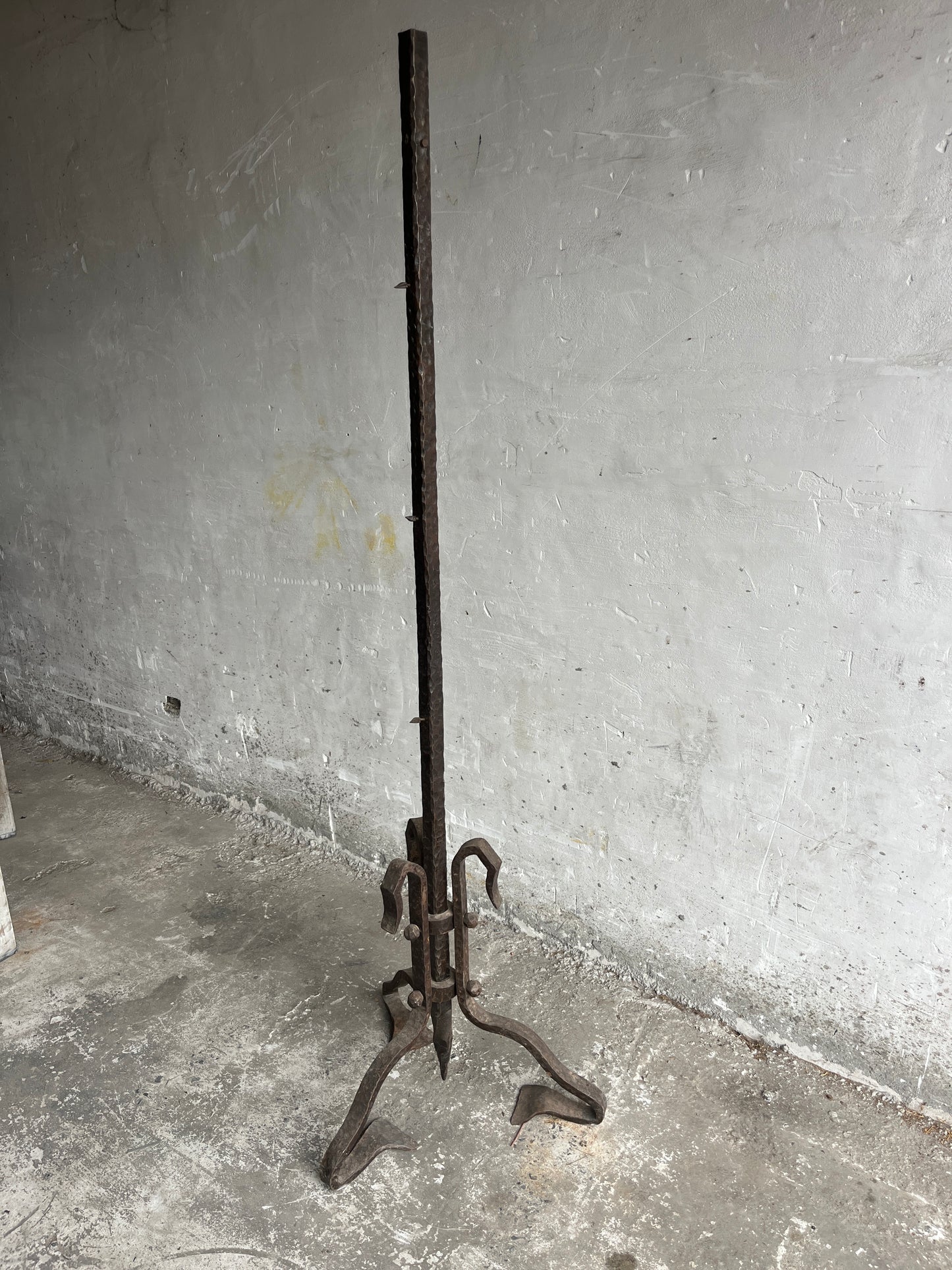 Brutalist Wrought Iron Sculpture Stand