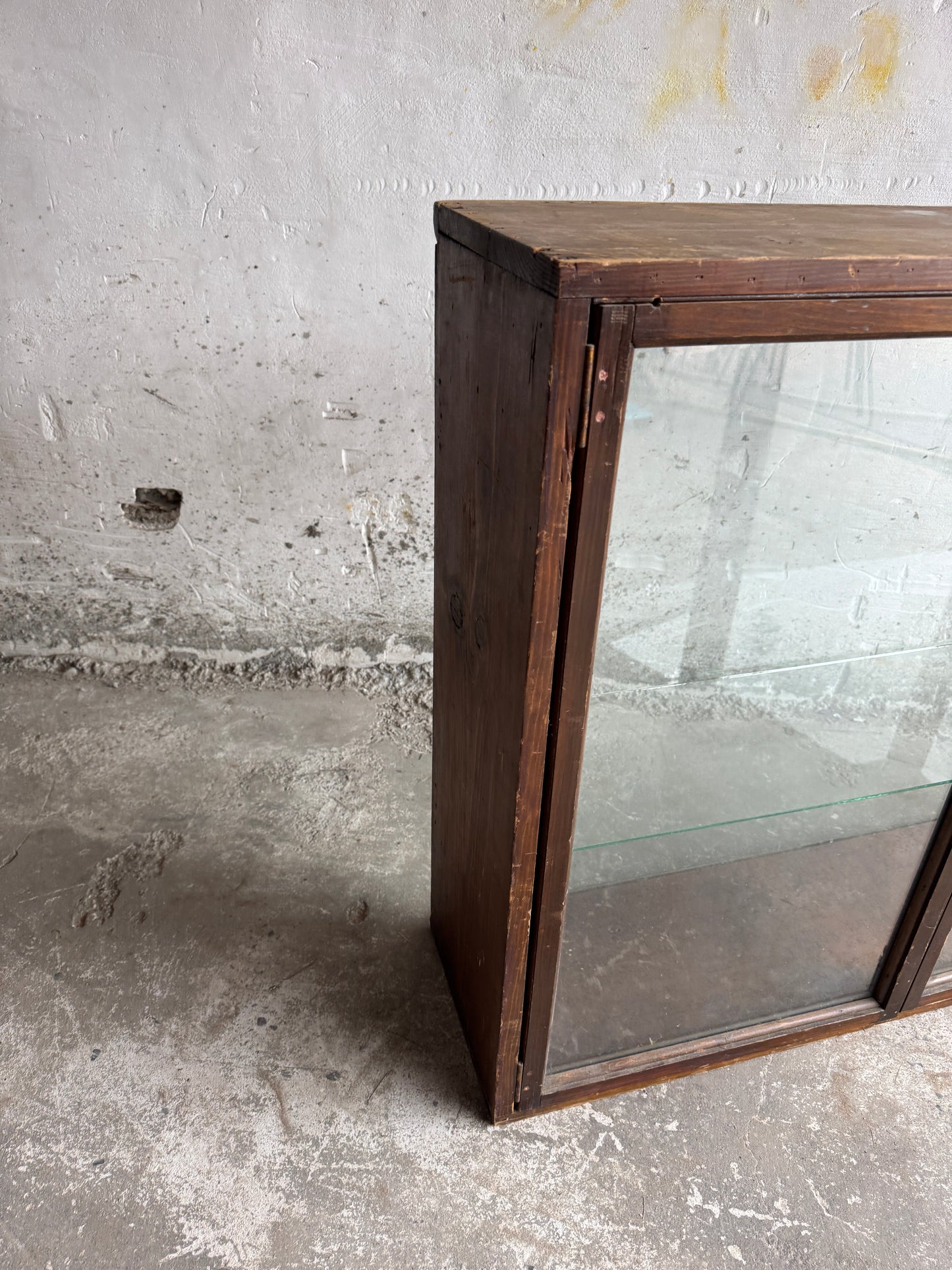 Vintage Wooden Display Cabinet with Glass Doors – Early 20th Century