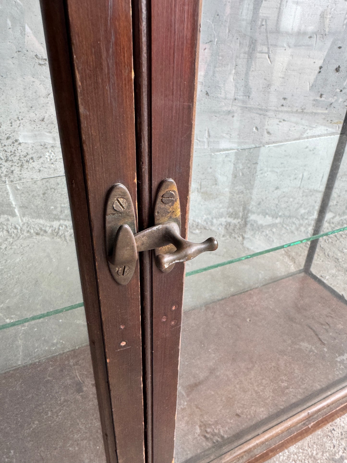 Vintage Wooden Display Cabinet with Glass Doors – Early 20th Century