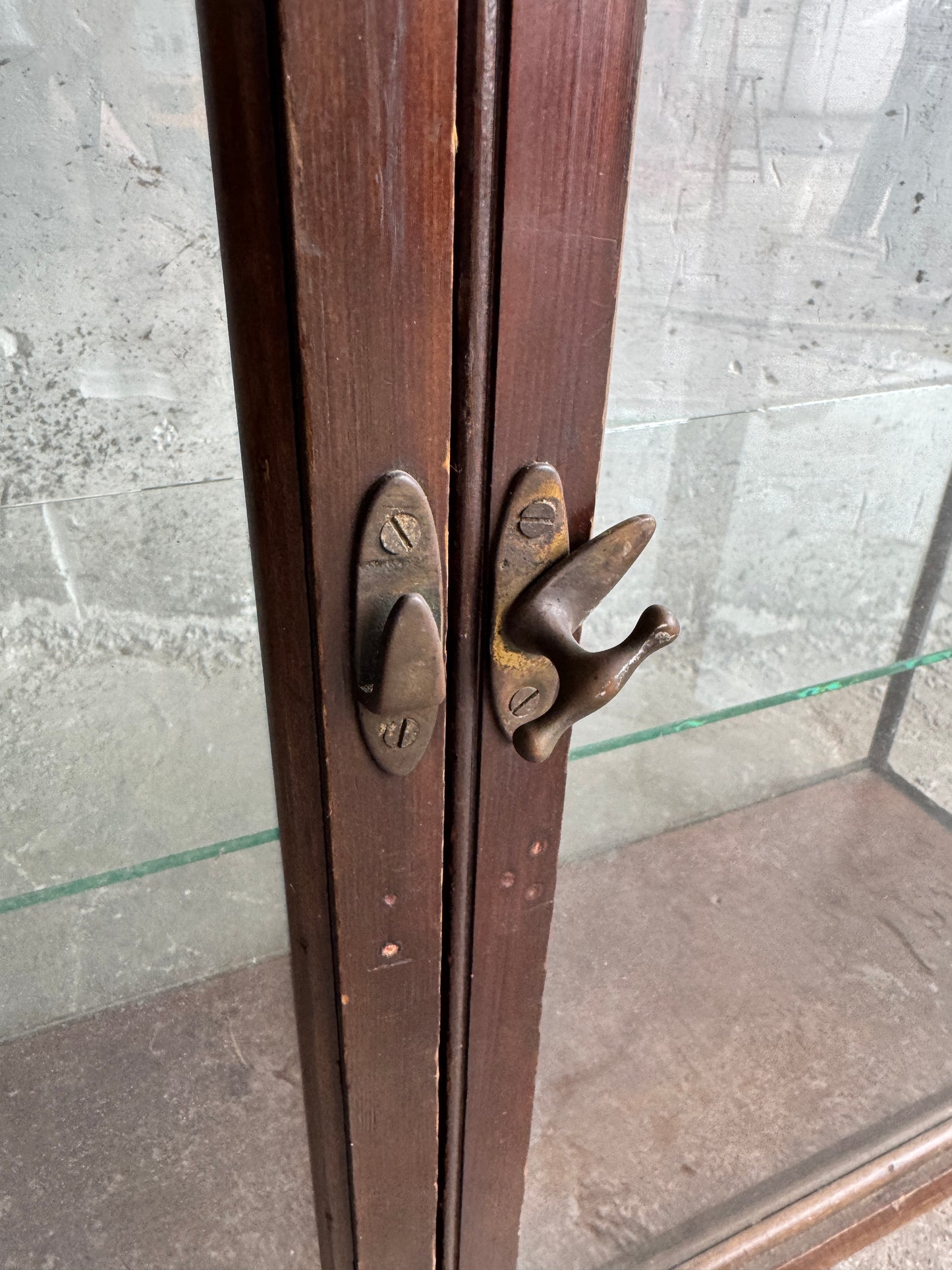 Vintage Wooden Display Cabinet with Glass Doors – Early 20th Century
