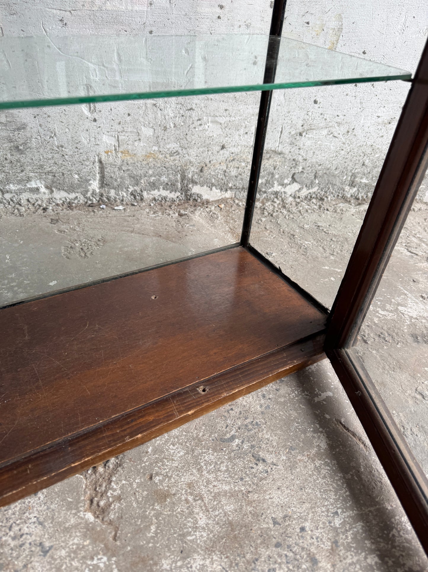 Vintage Wooden Display Cabinet with Glass Doors – Early 20th Century