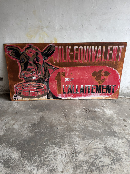 Vintage French Agricultural Advertising Sign – “Milk-Equivalent”